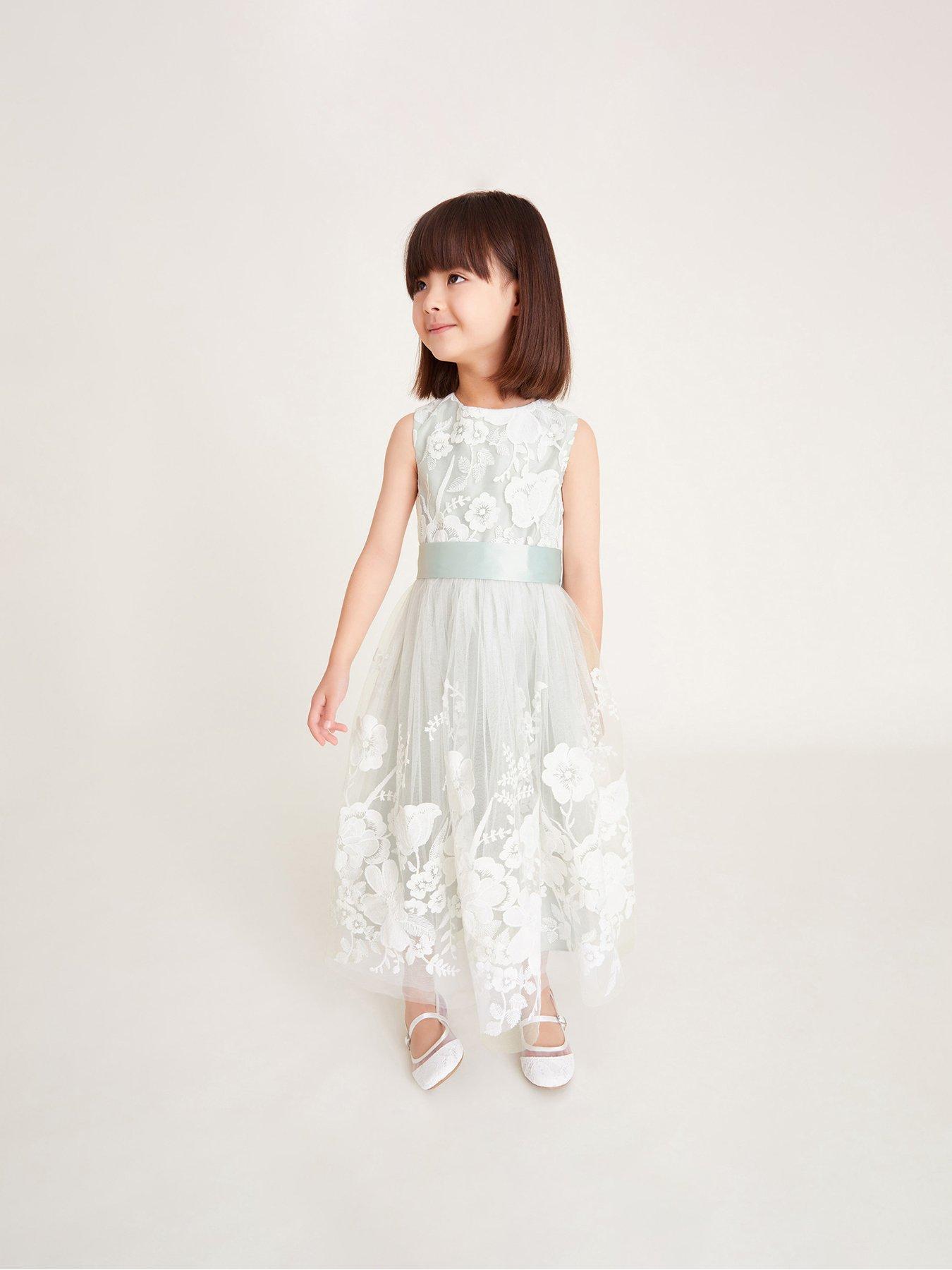 Monsoon Girls Alicia Embroidered Maxi Dress - Green