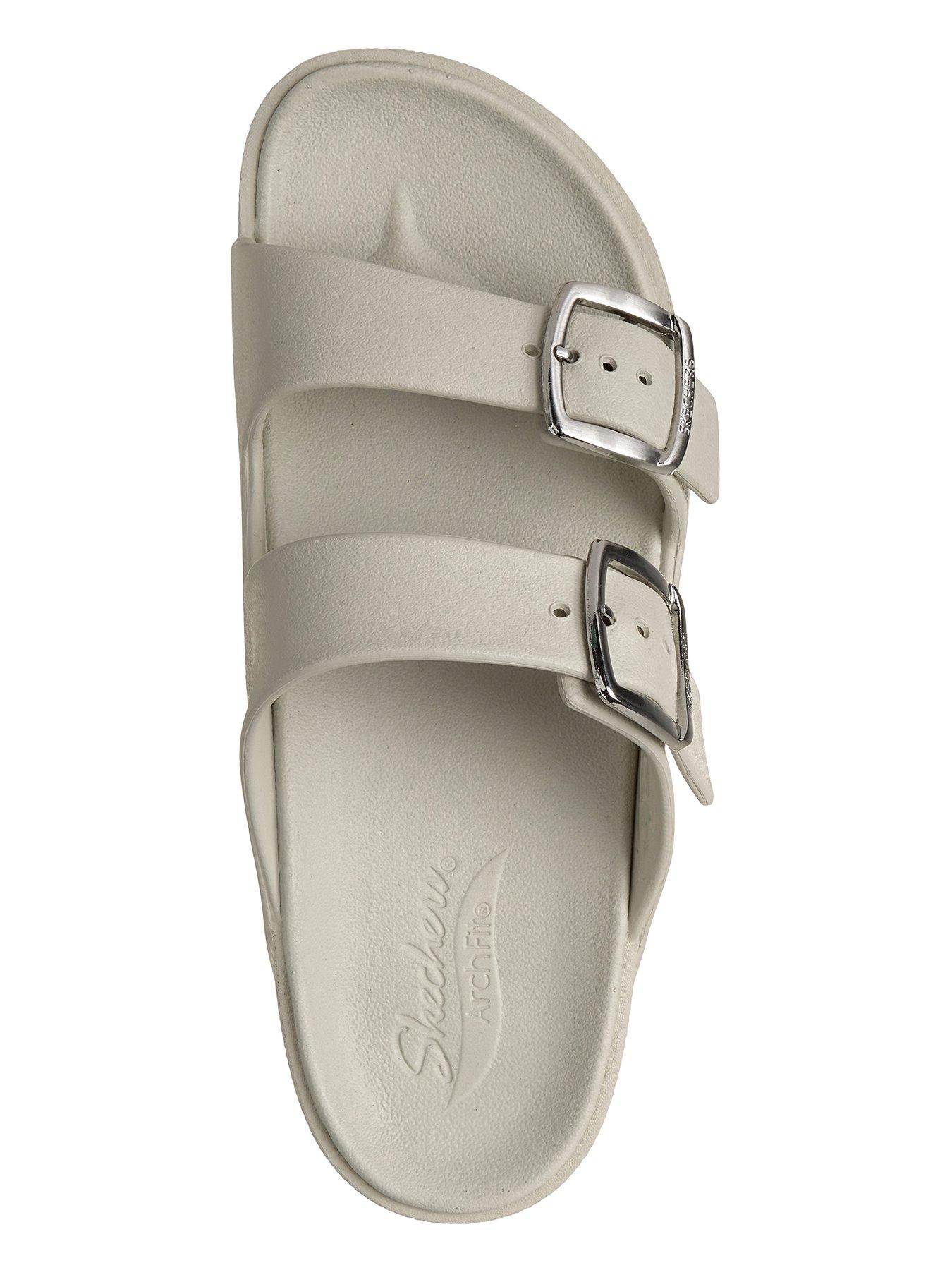 Image 3 of 5 of Skechers Arch Fit Cali Breeze 2.0 Gold Star Molded Double Band Sliders With Buckles - Beige
