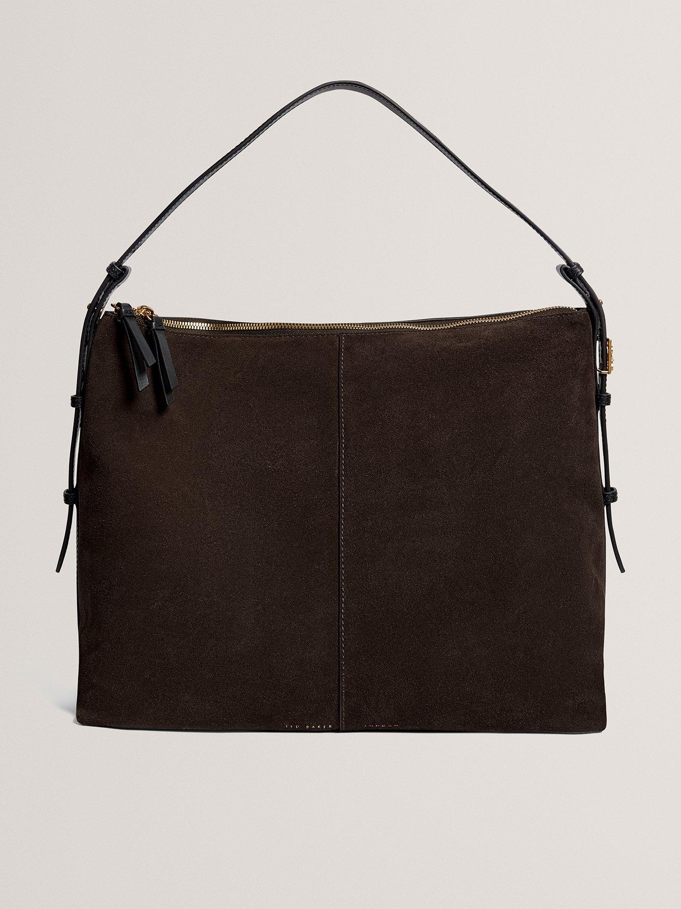 Ted Baker Script Detail Slouchy Suede Bag - Brown