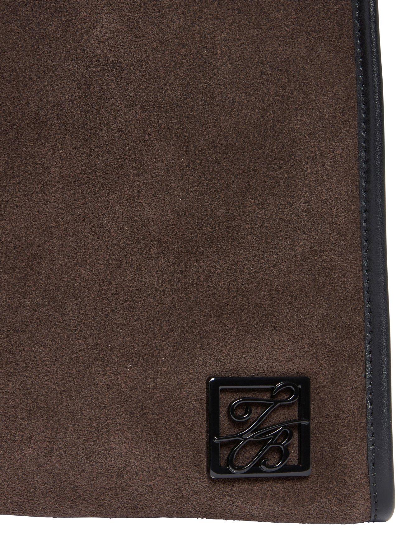 Image 3 of 6 of Ted Baker Script Detail Large Suede Tote - Brown