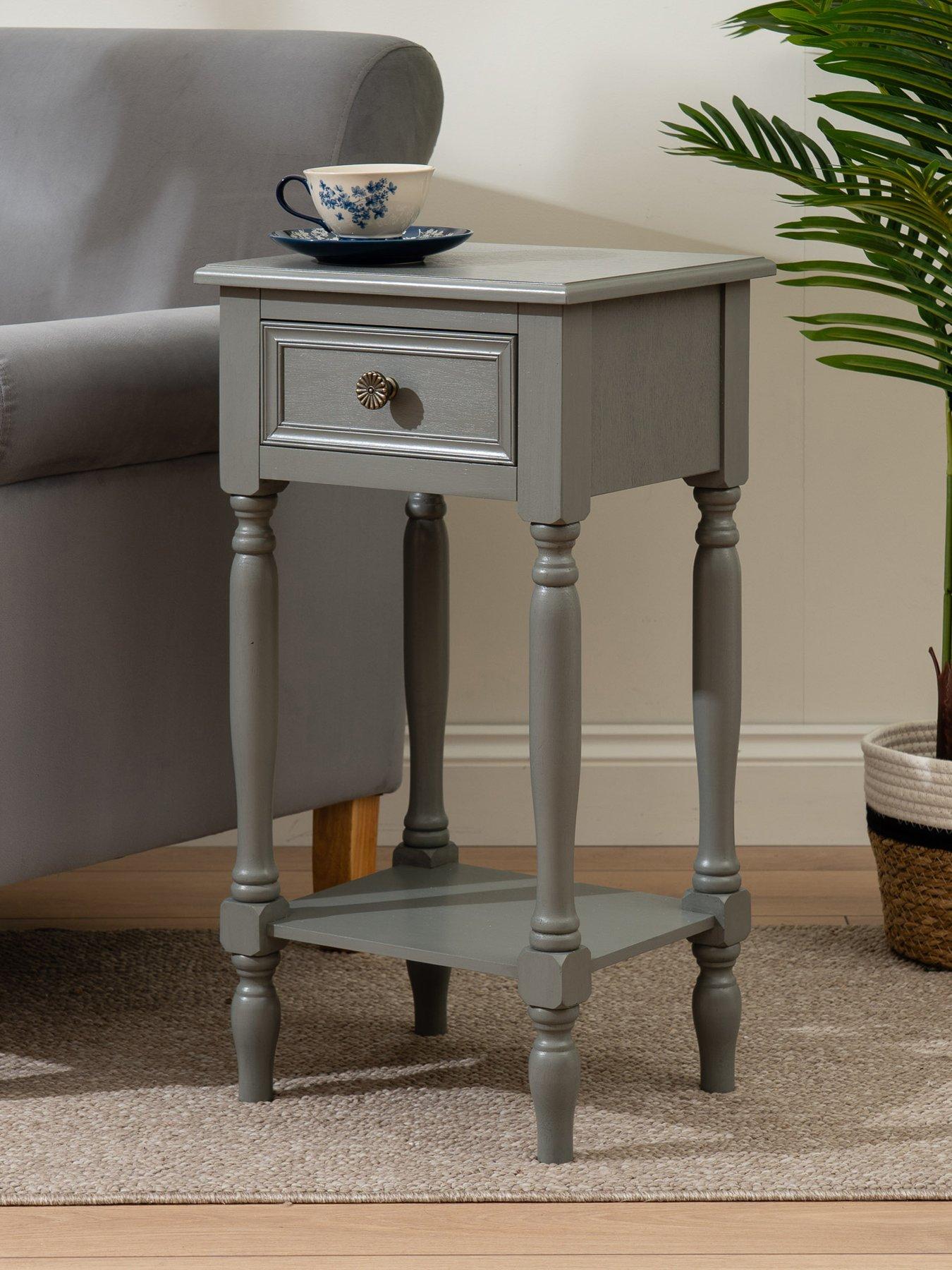 Scottish Everlastings Kayla Side Table With Drawer - Grey