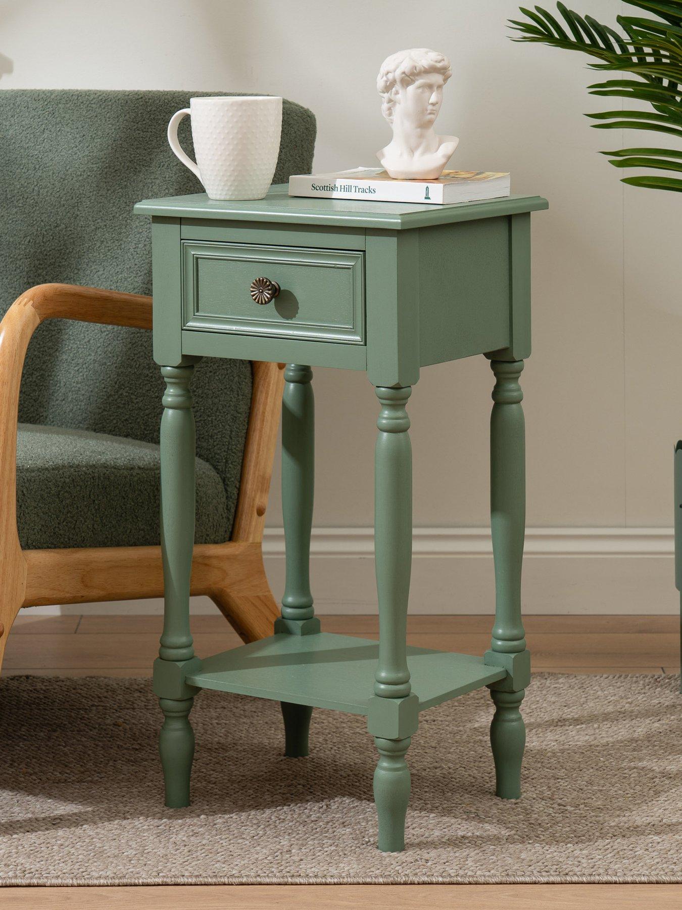 Scottish Everlastings Kayla Side Table With Drawer - Sage Green