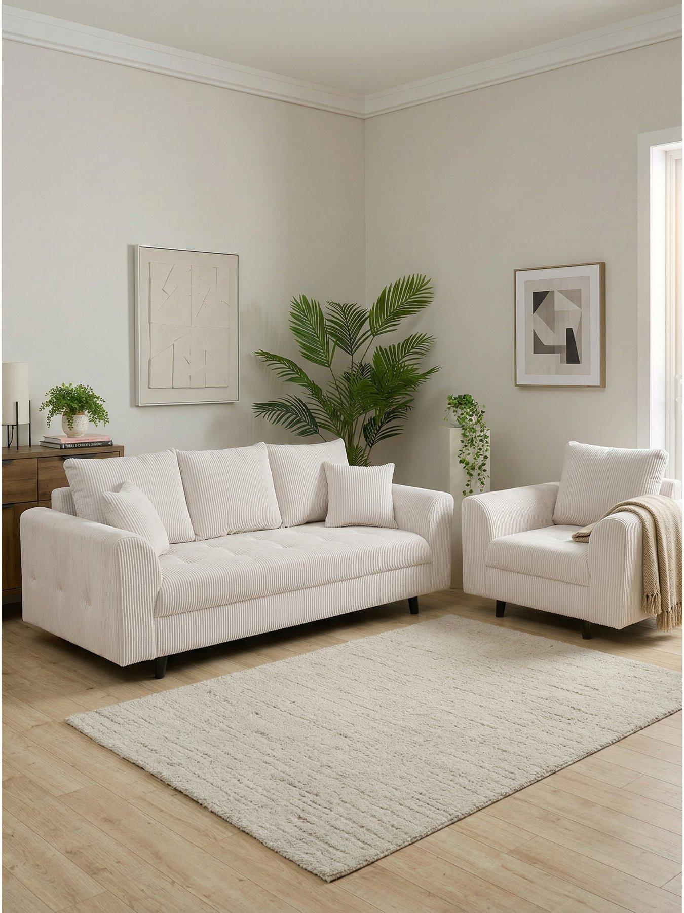 The Very Collection Rune Cord 3 Seater Sofa + Armchair Set (Buy and SAVE!) - FSC® Certified - FSC® Certified