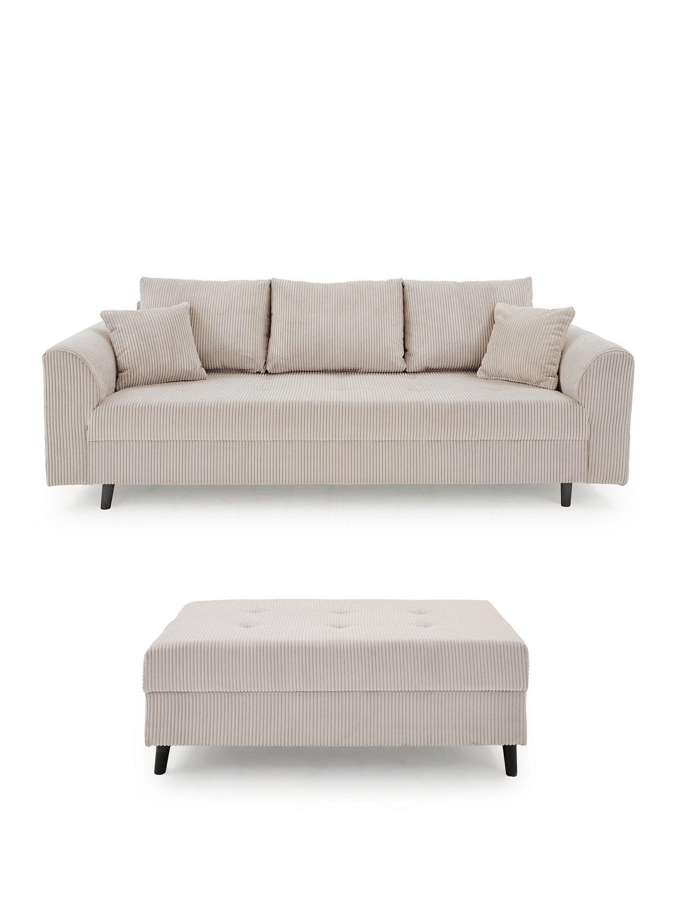 The Very Collection Rune Cord 3 Seater Sofa + Footstool Set (Buy and SAVE!) - FSC® Certified - FSC® Certified