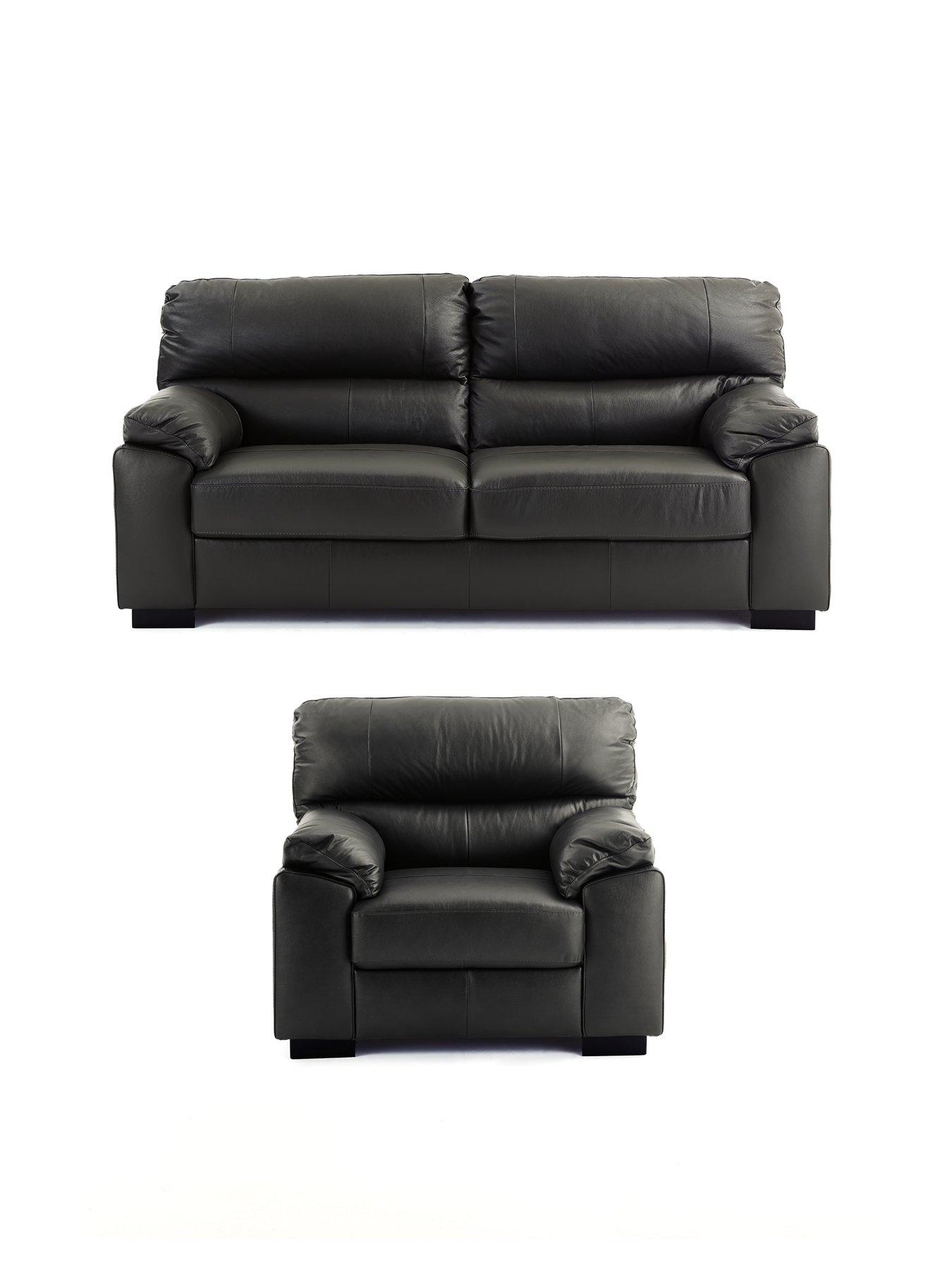 The Very Collection Ambrose 3 Seater Leather Sofa + Chair - FSC® Certified