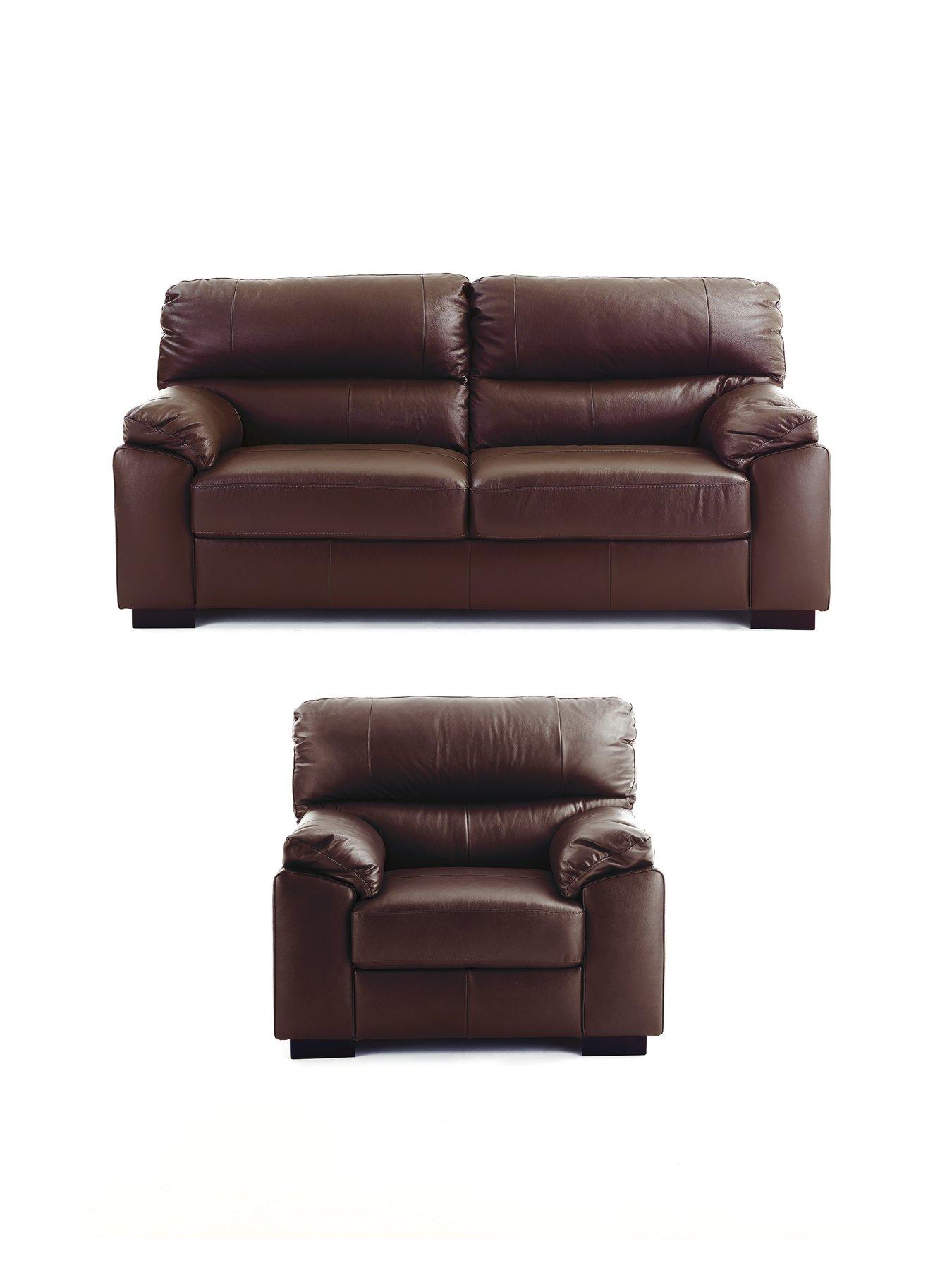 The Very Collection Ambrose 3 Seater Leather Sofa + Chair