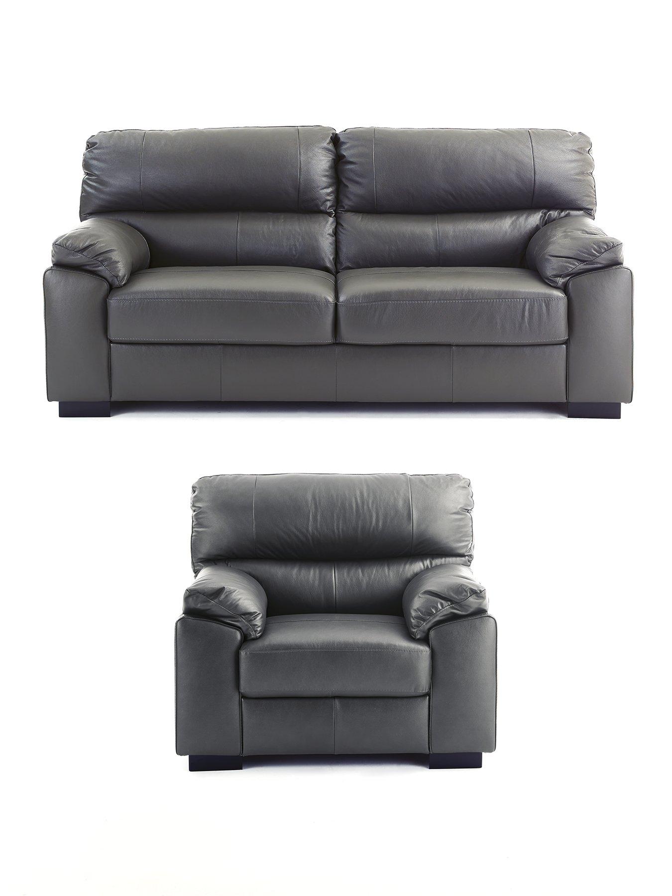 The Very Collection Ambrose 3 Seater Leather Sofa + Chair