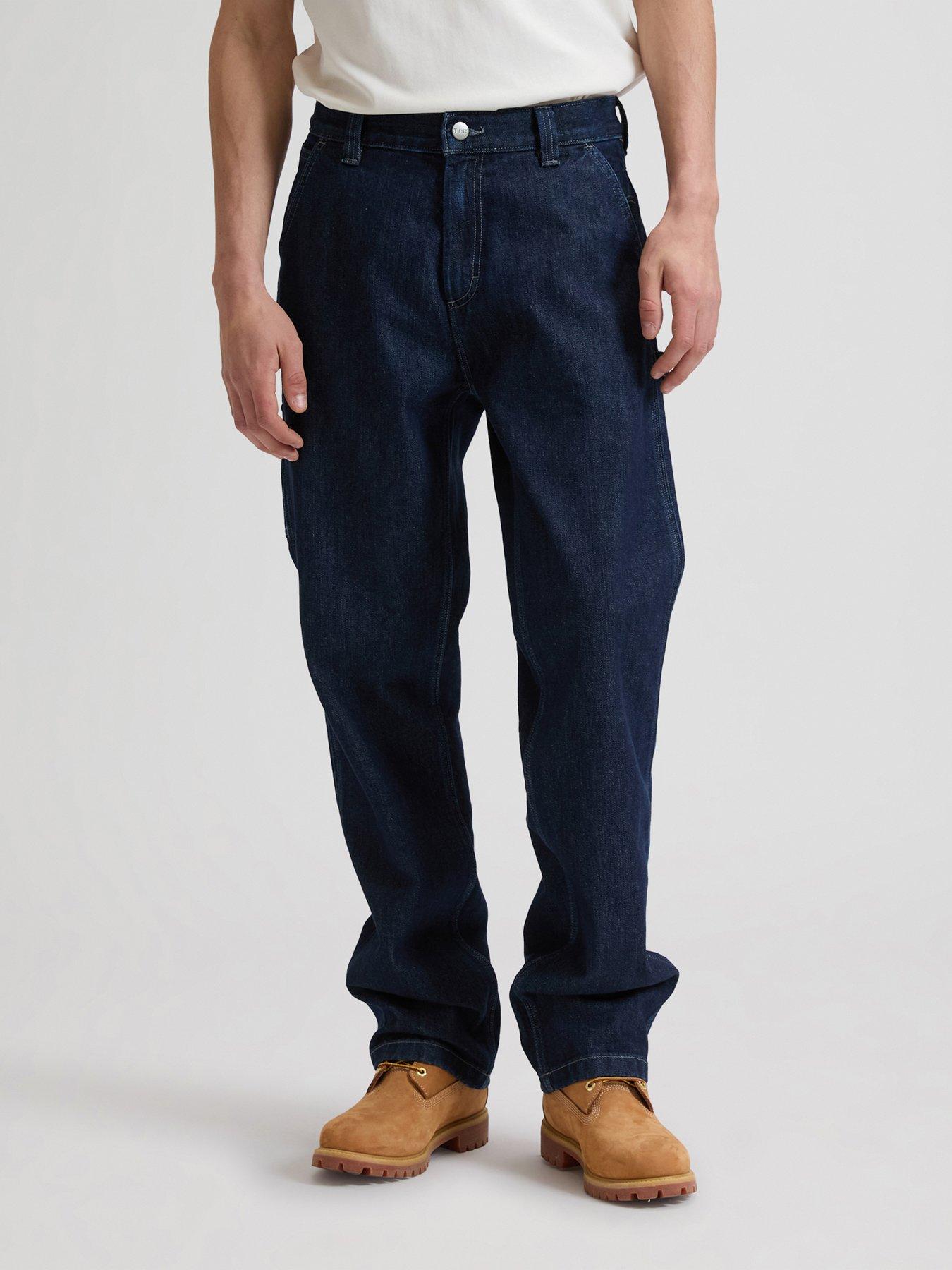Lee Relaxed Tapered Fit Carpenter Jeans, Dark Blue, Size 36, Inside Leg Regular, Men