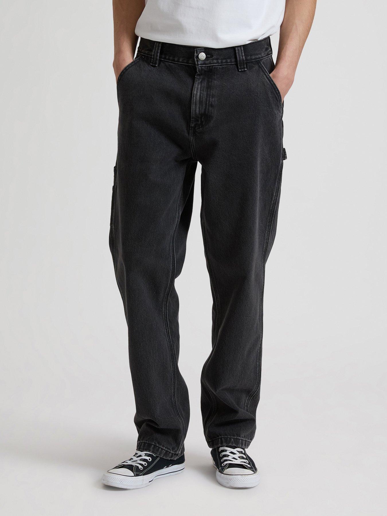 Lee Relaxed Tapered Fit Carpenter Jeans, Black, Size 38, Inside Leg Regular, Men