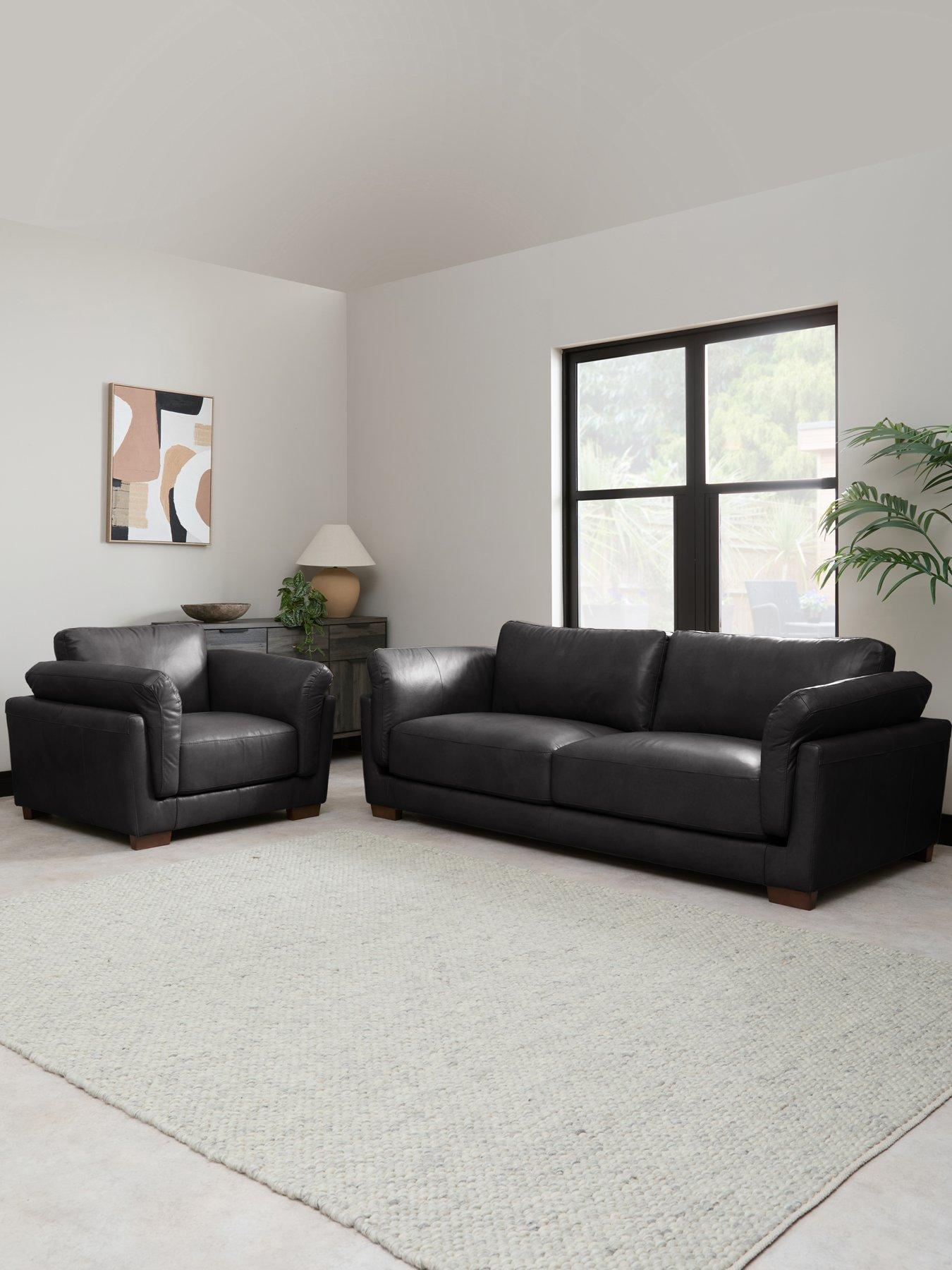 The Very Collection Morena 3 Seater Leather Sofa + Chair
