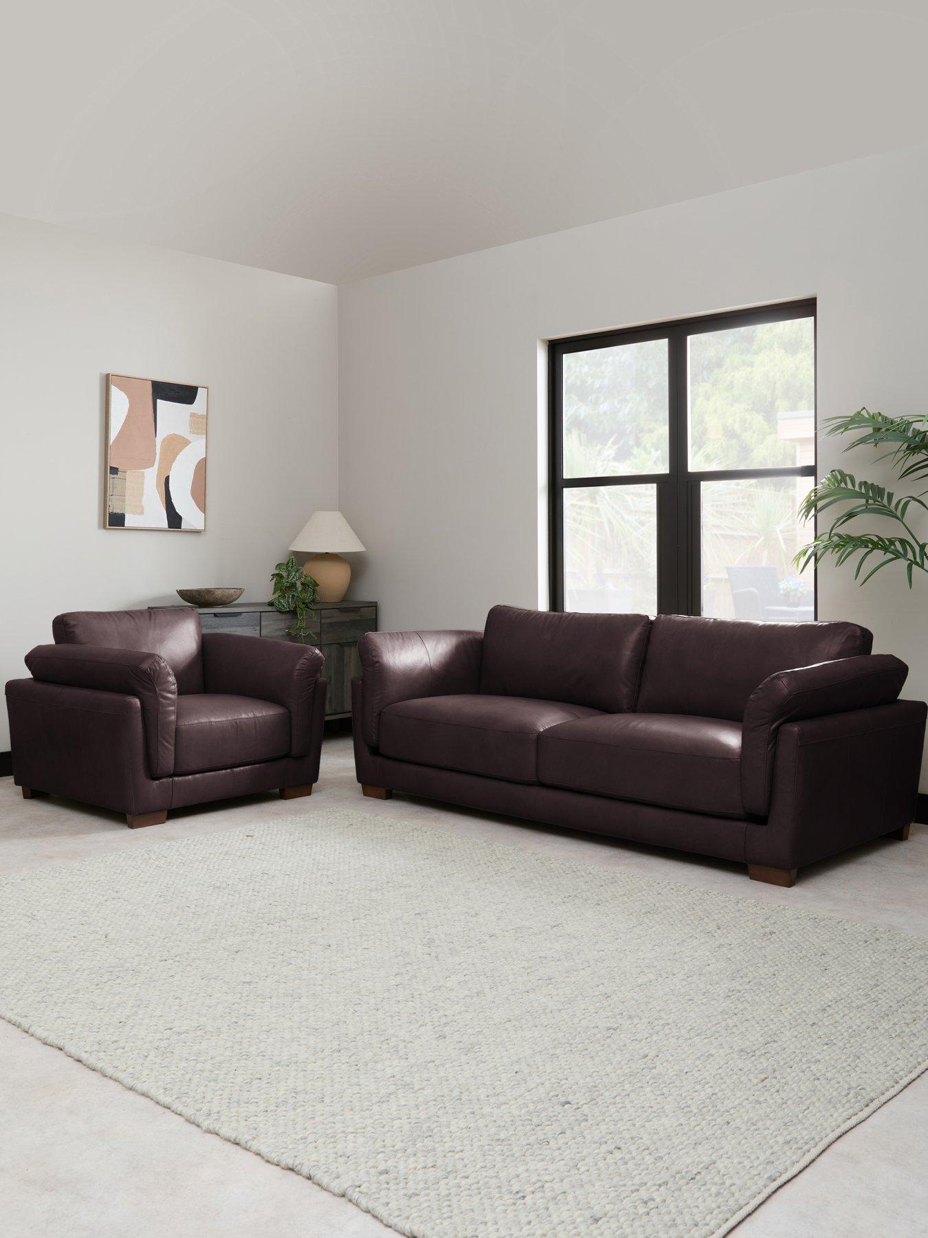 The Very Collection Morena 3 Seater Leather Sofa + Chair - FSC® Certified