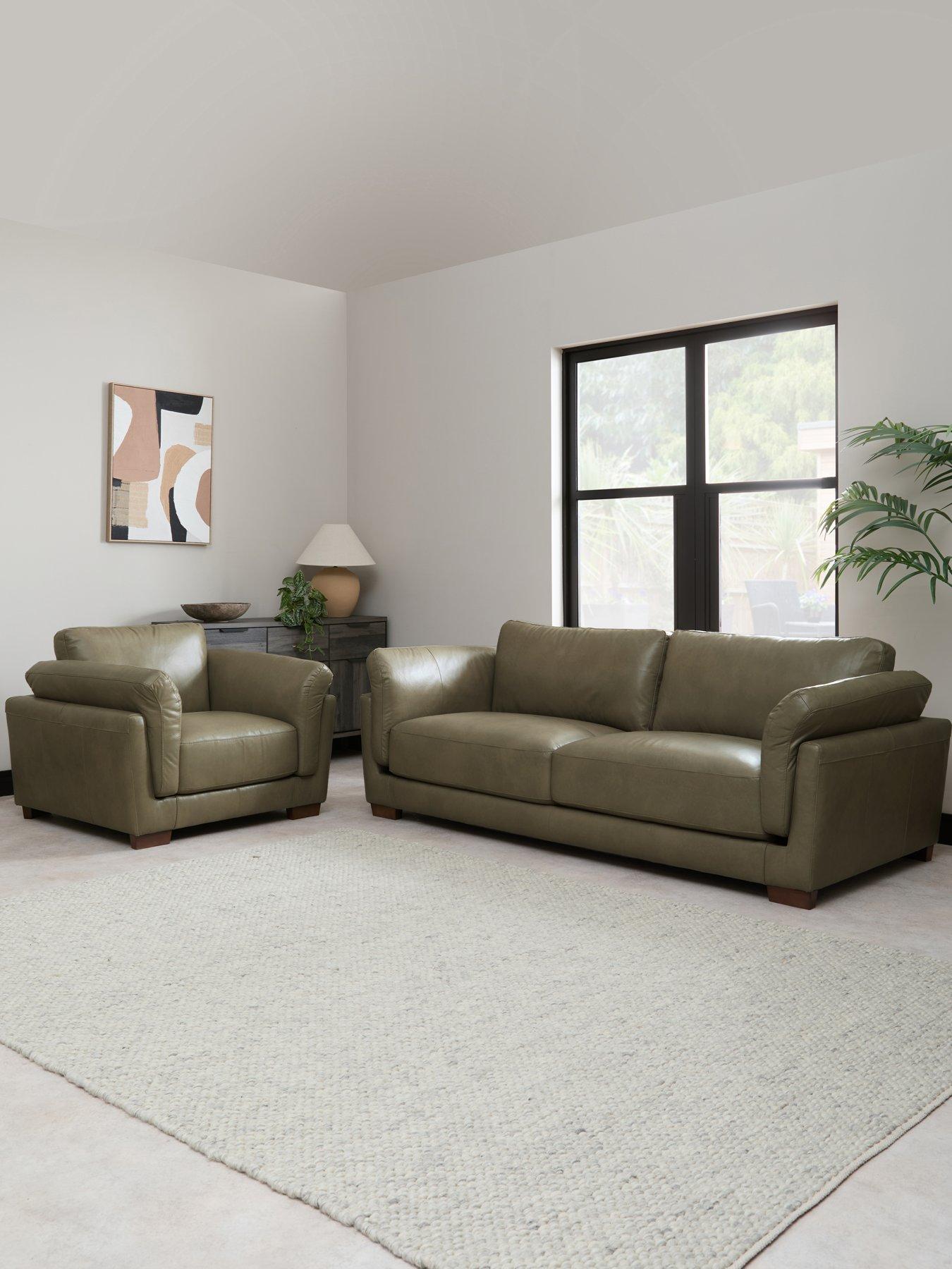 The Very Collection Morena 3 Seater Leather Sofa + Chair