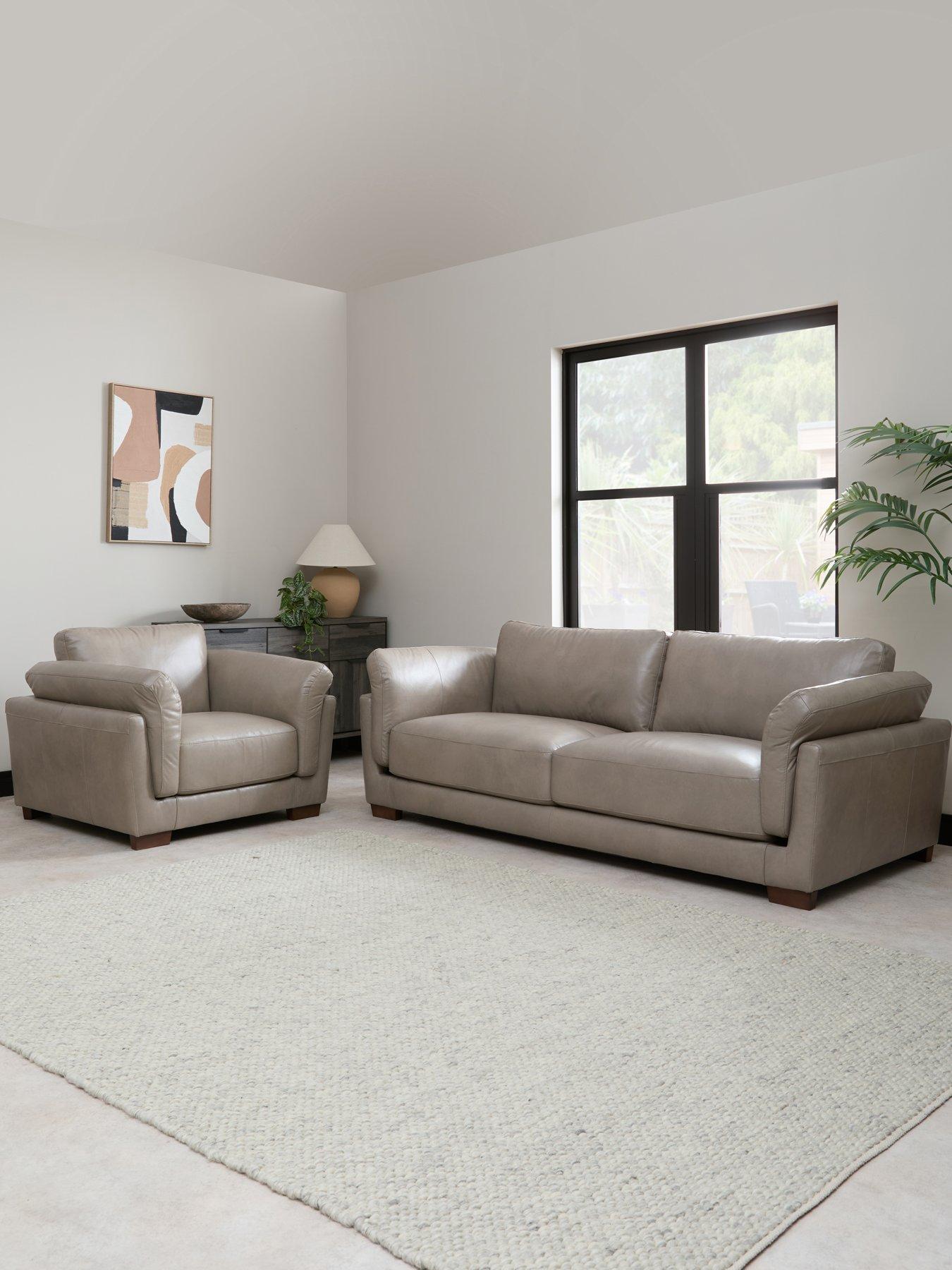 The Very Collection Morena 3 Seater Leather Sofa + Chair - FSC® Certified