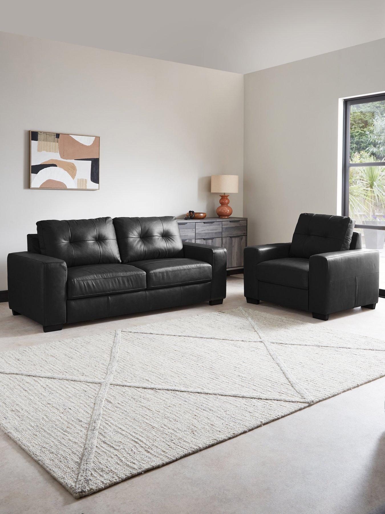 The Very Collection Miller 3 Seater Italian Leather Sofa + Chair - FSC® Certified