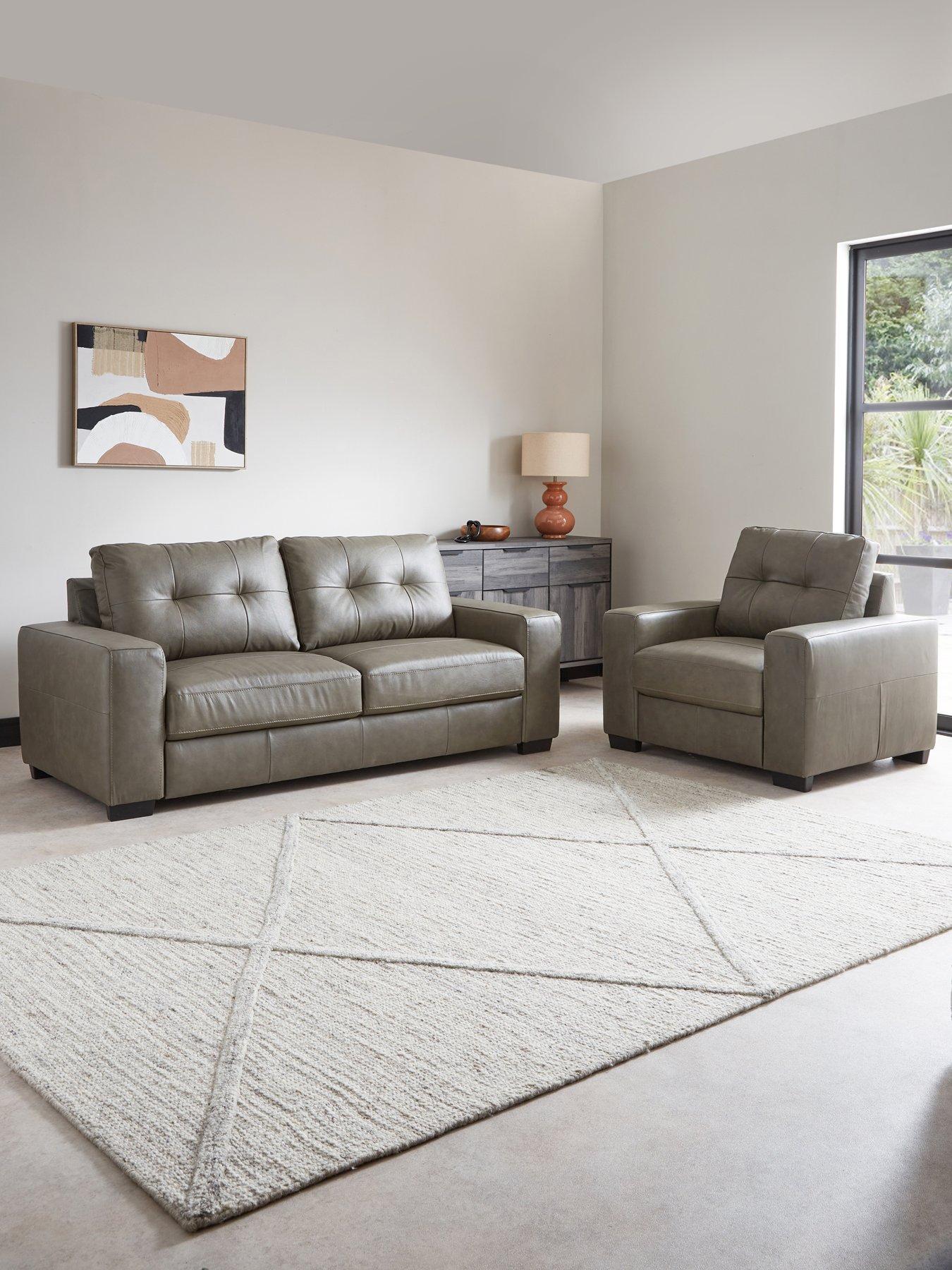 The Very Collection Miller 3 Seater Leather Sofa + Chair