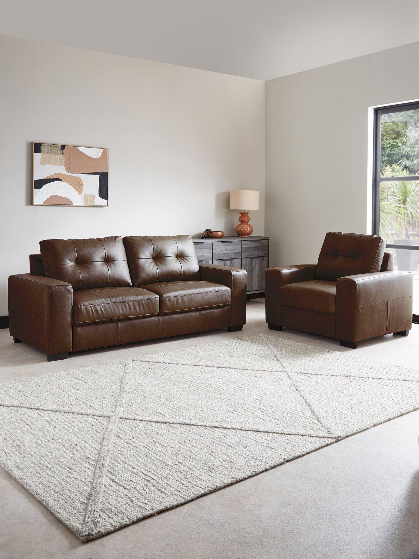 The Very Collection Miller 3 Seater Leather Sofa + Chair - FSC® Certified