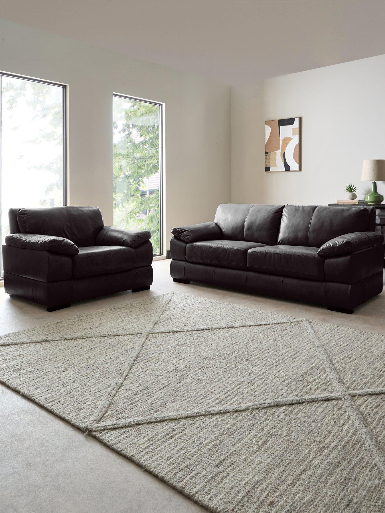 The Very Collection: Marlow 3 Seater Leather Sofa + Chair - FSC&reg; Certified