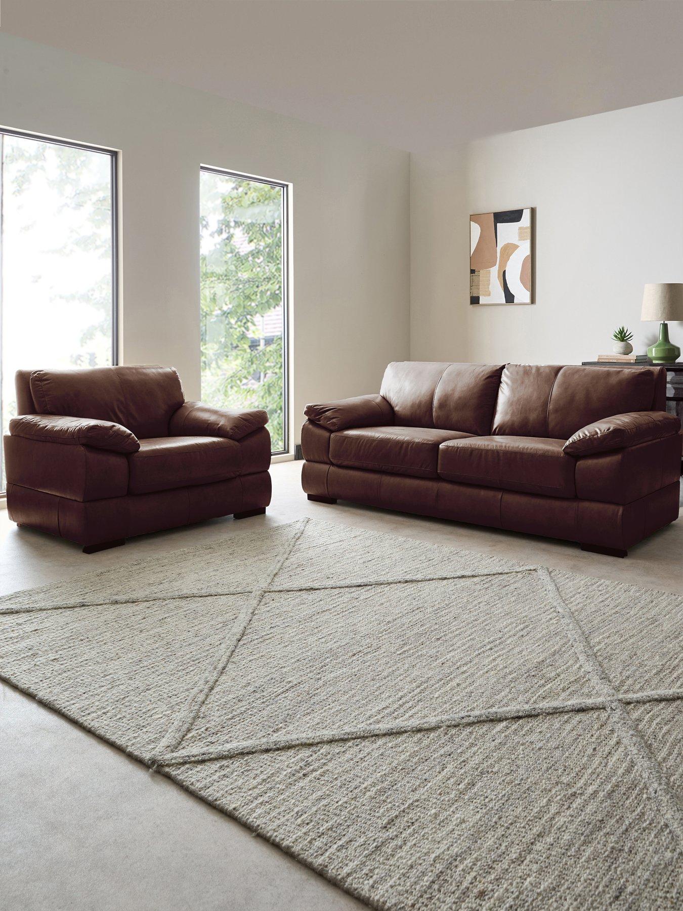 The Very Collection Marlow 3 Seater Leather Sofa + Chair