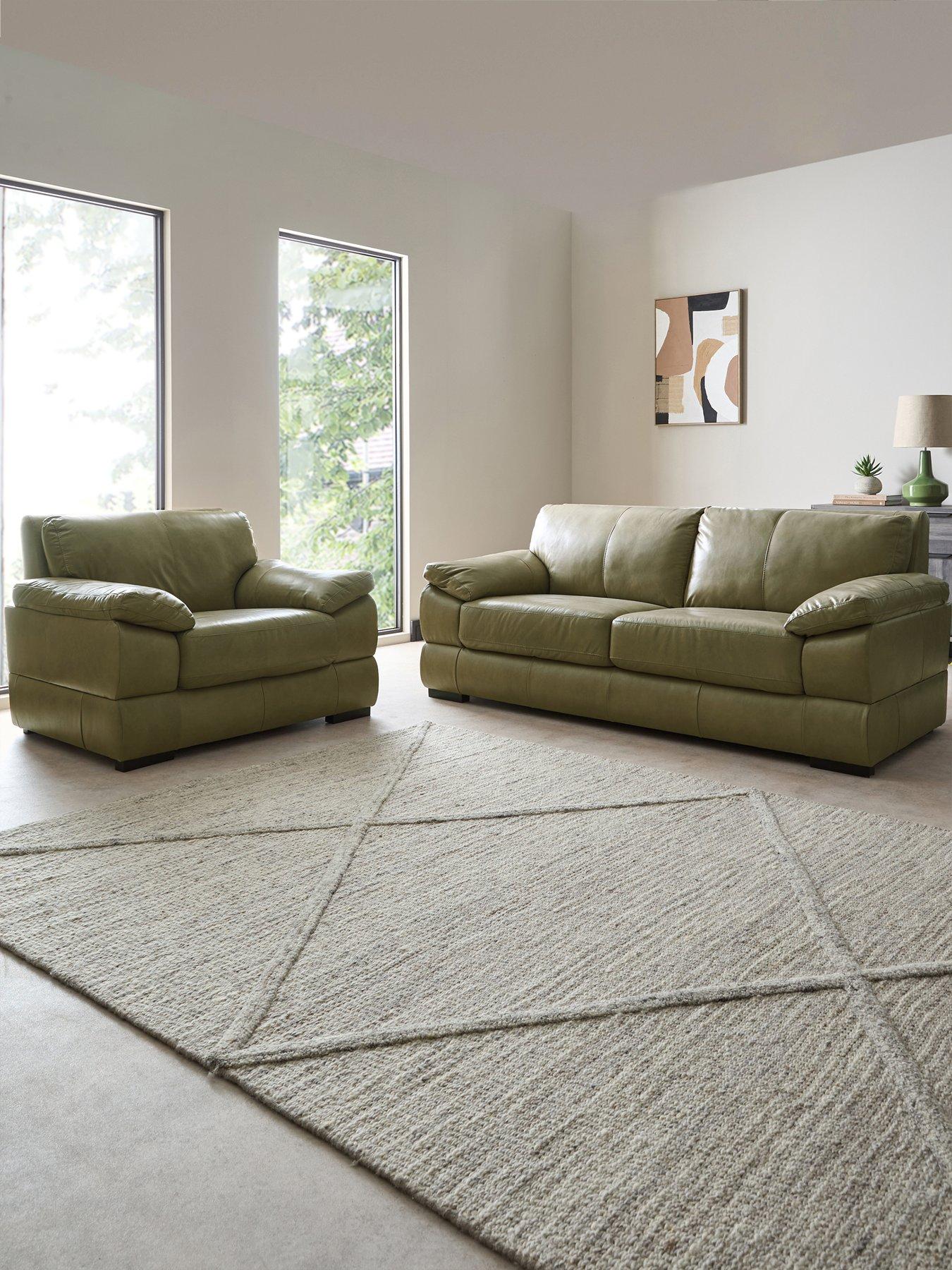 The Very Collection Marlow 3 Seater Leather Sofa + Chair - FSC® Certified