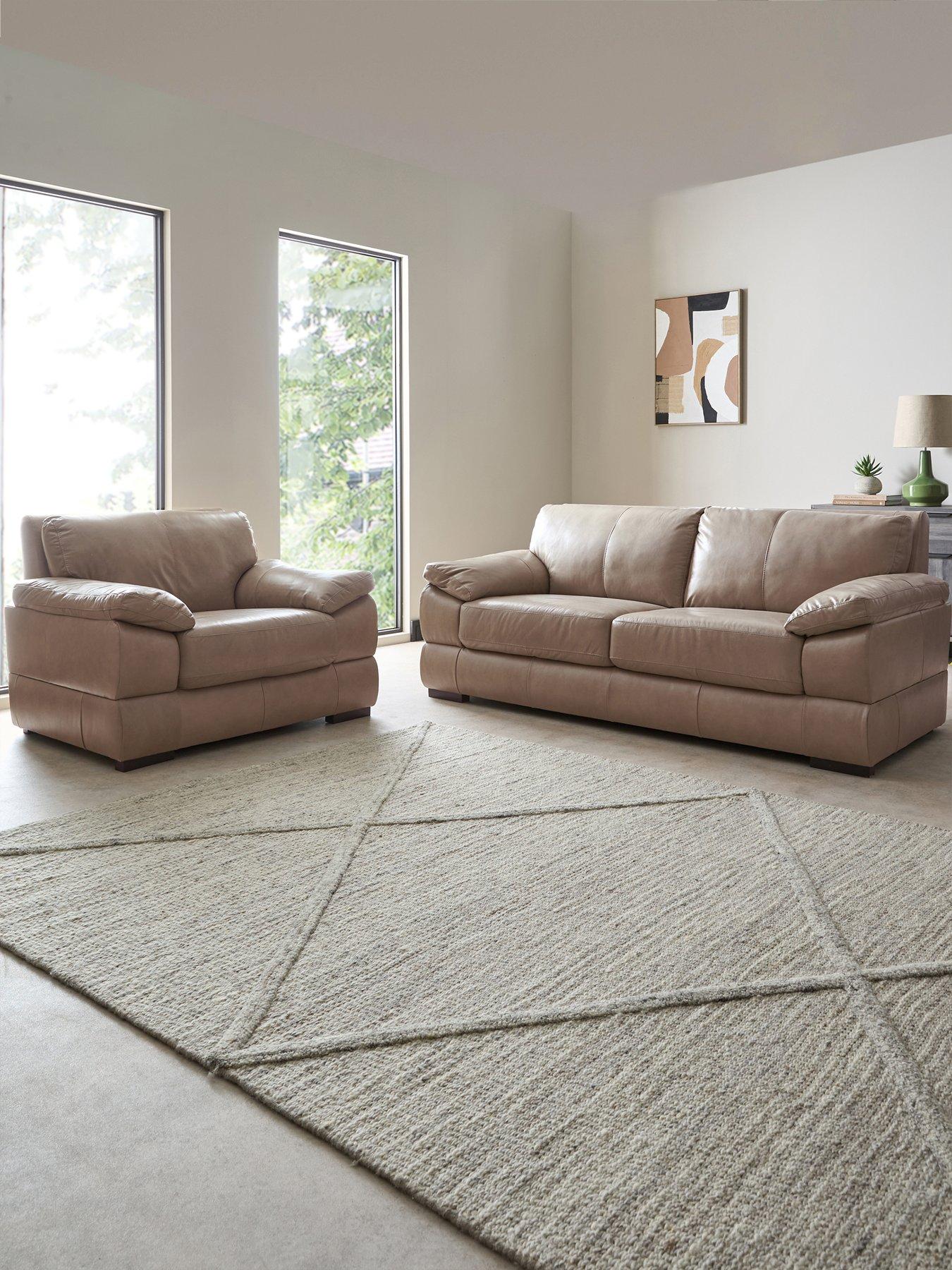 The Very Collection Marlow 3 Seater Leather Sofa + Chair - FSC® Certified