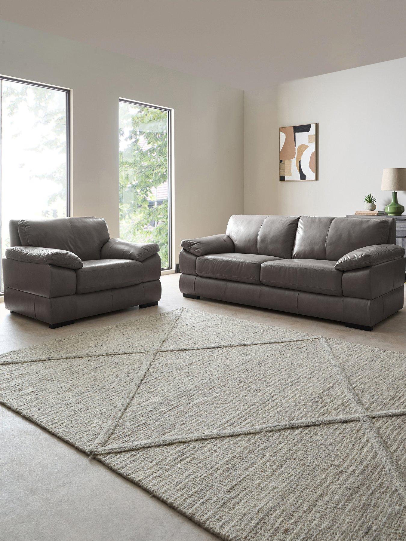 The Very Collection Marlow 3 Seater Leather Sofa + Chair - FSC® Certified