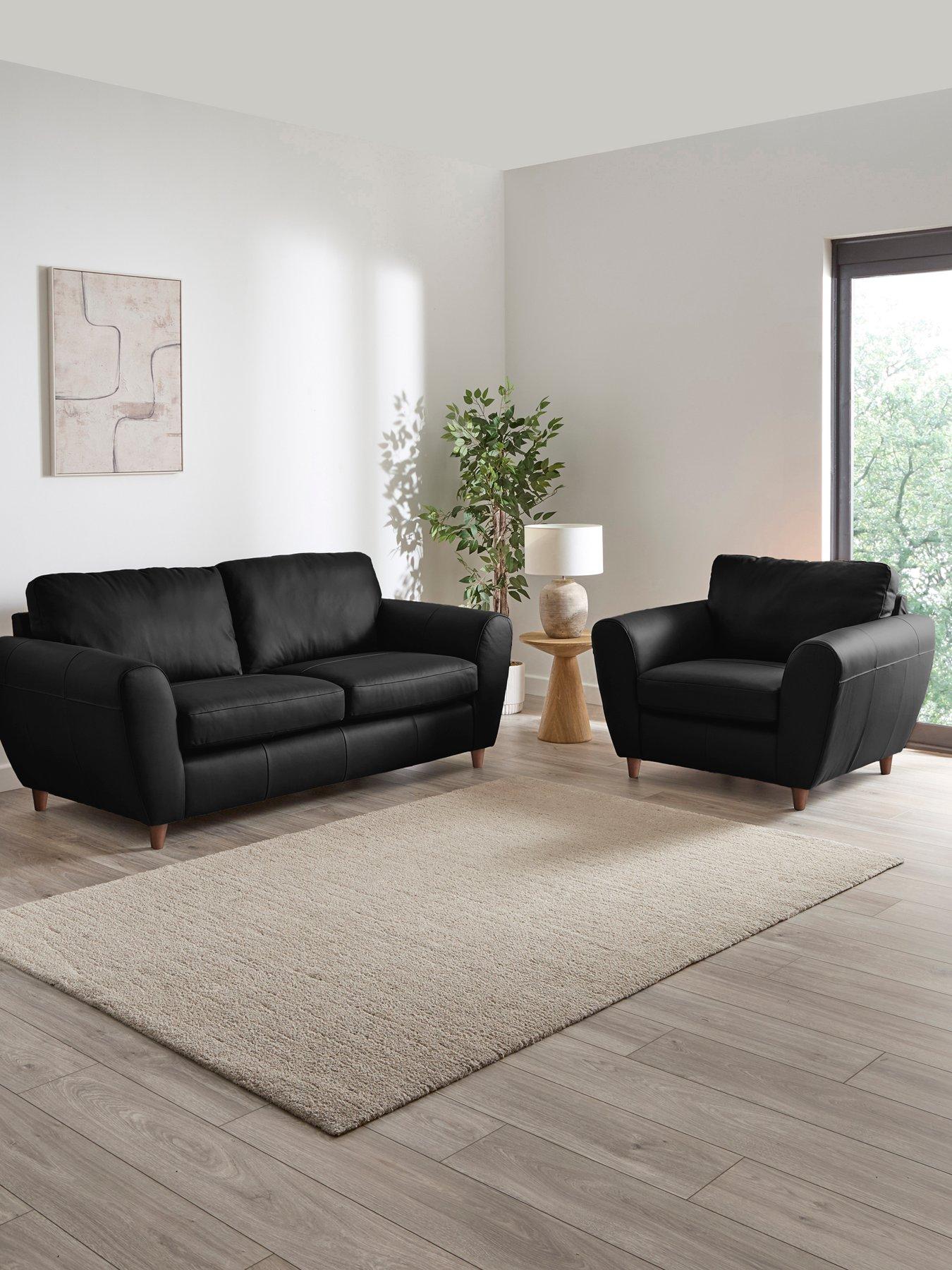 The Very Collection Shay 3 Seater Leather Sofa + Chair - FSC® Certified