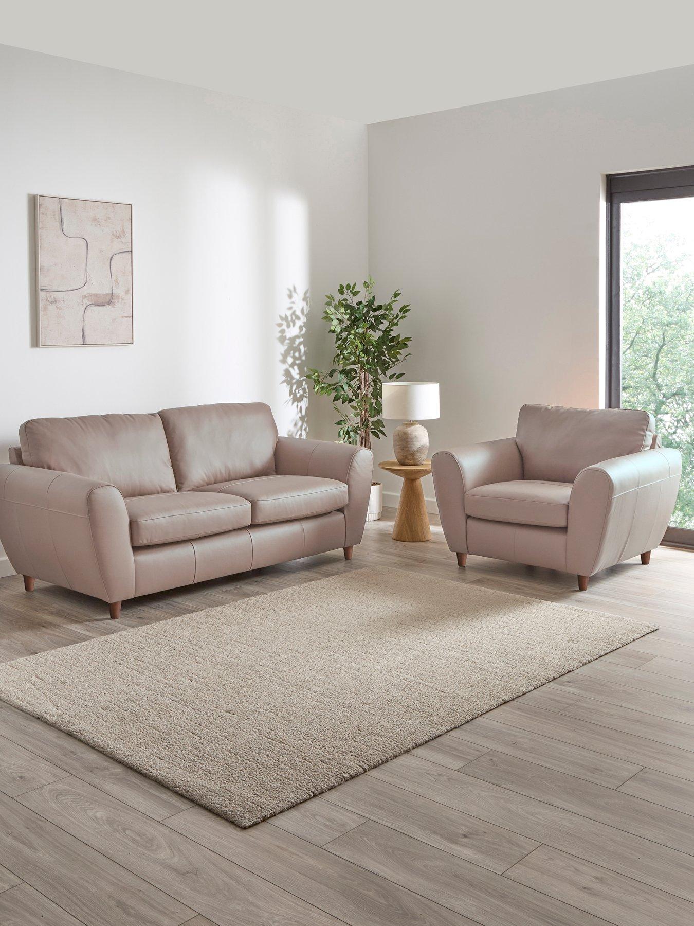 The Very Collection Shay 3 Seater Leather Sofa + Chair - FSC® Certified