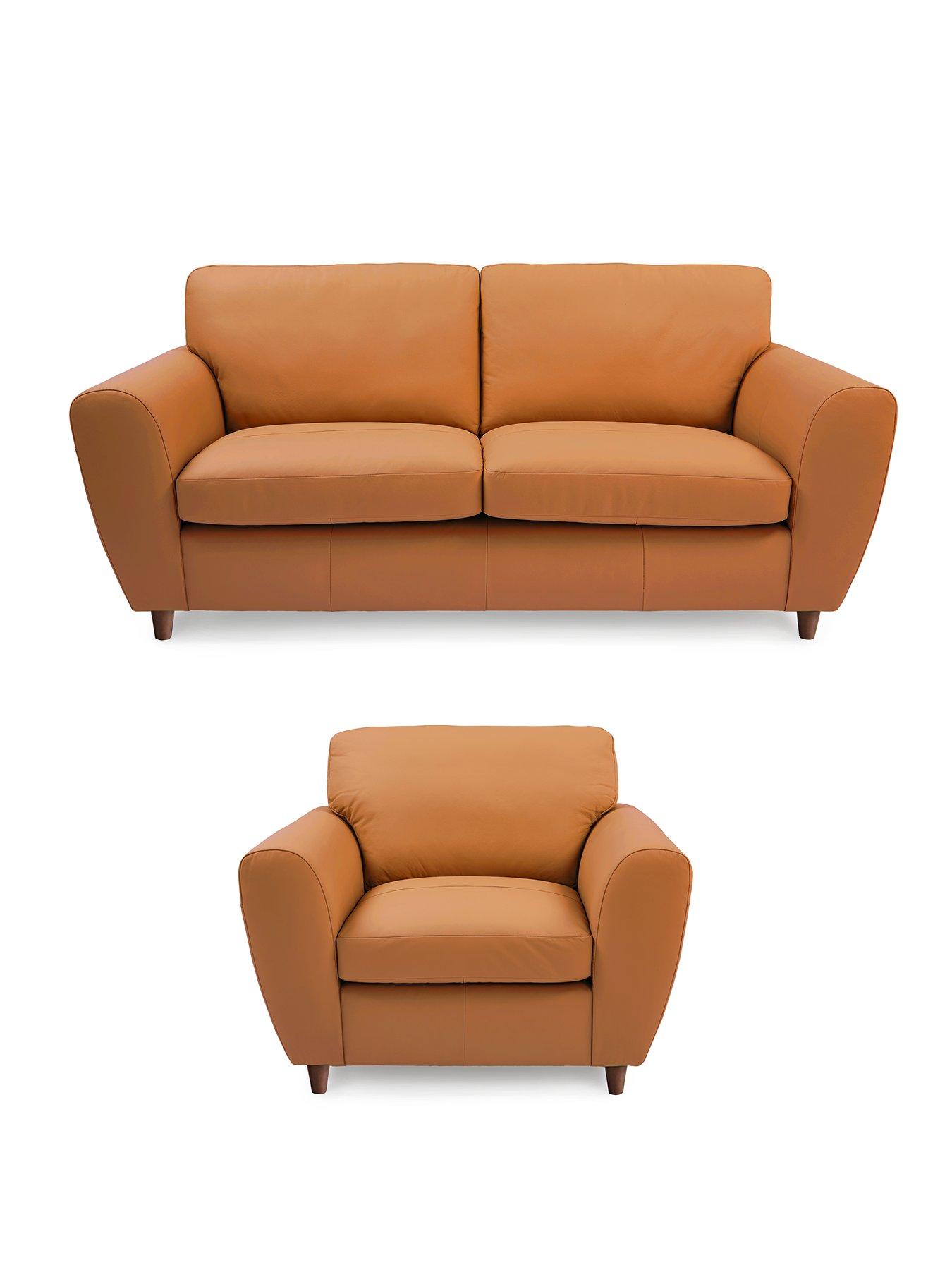 Image 2 of 7 of The Very Collection Shay 3 Seater Leather Sofa + Chair