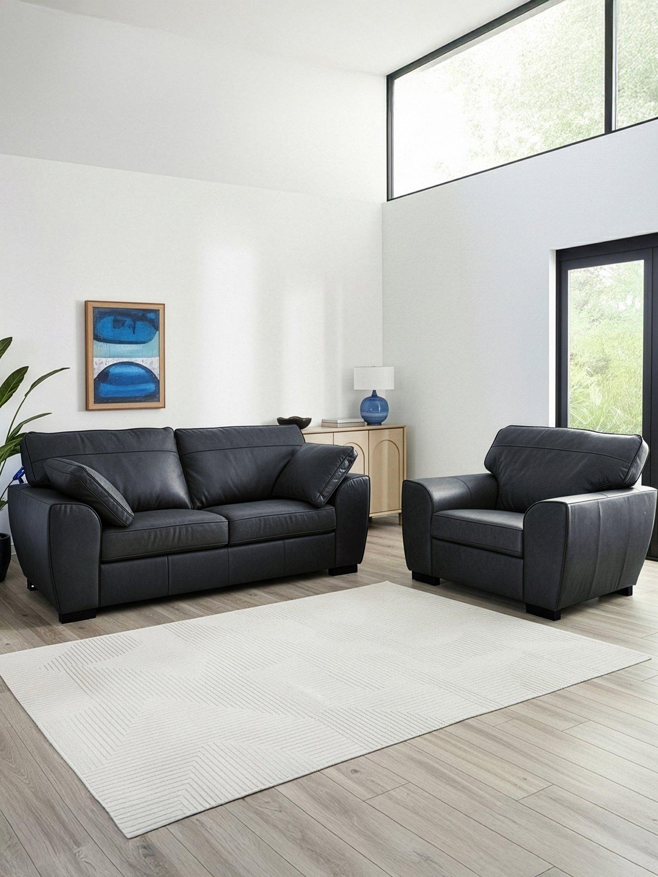 The Very Collection Sona 3 Seater Leather Sofa + Chair