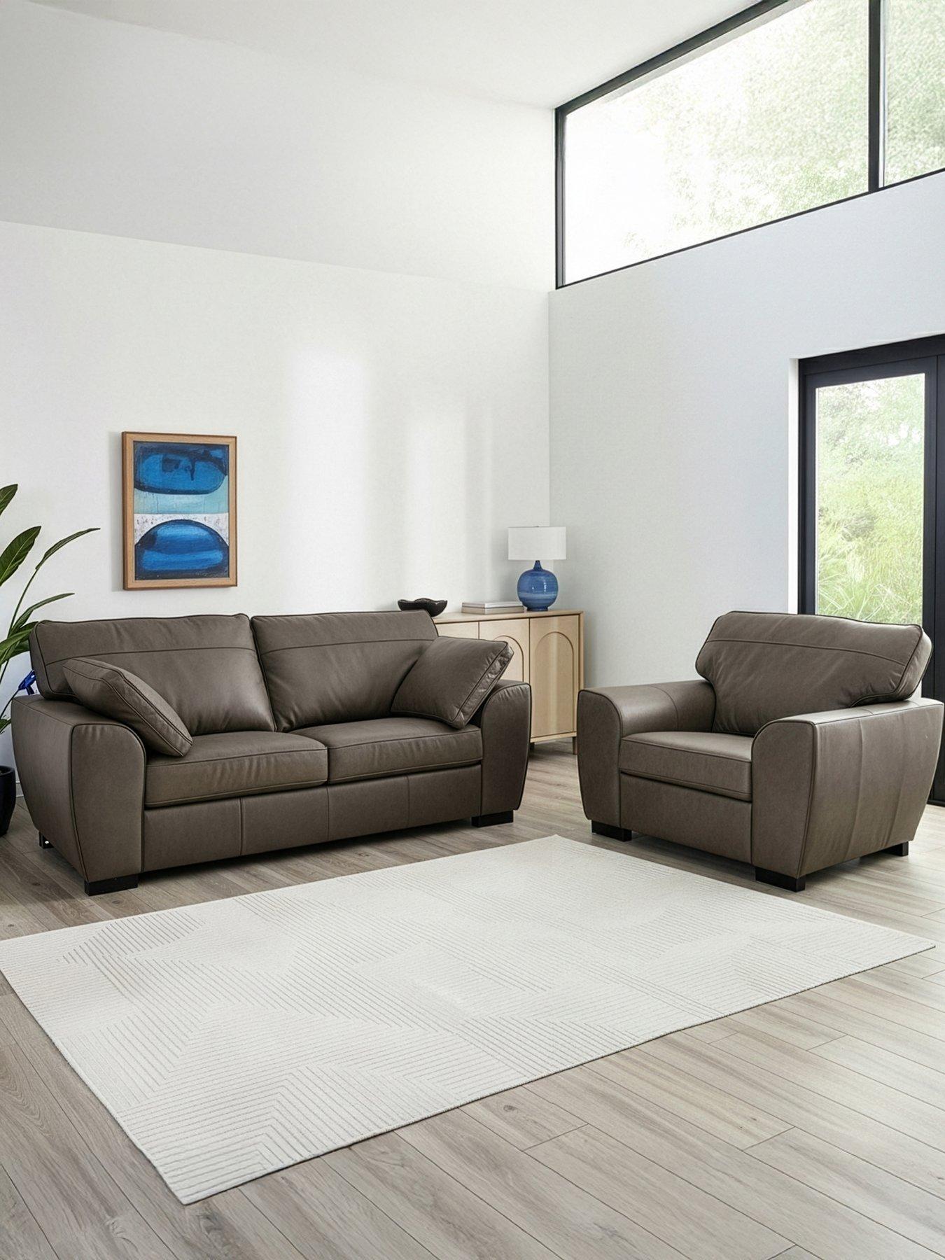The Very Collection Sona 3 Seater Leather Sofa + Chair - FSC® Certified