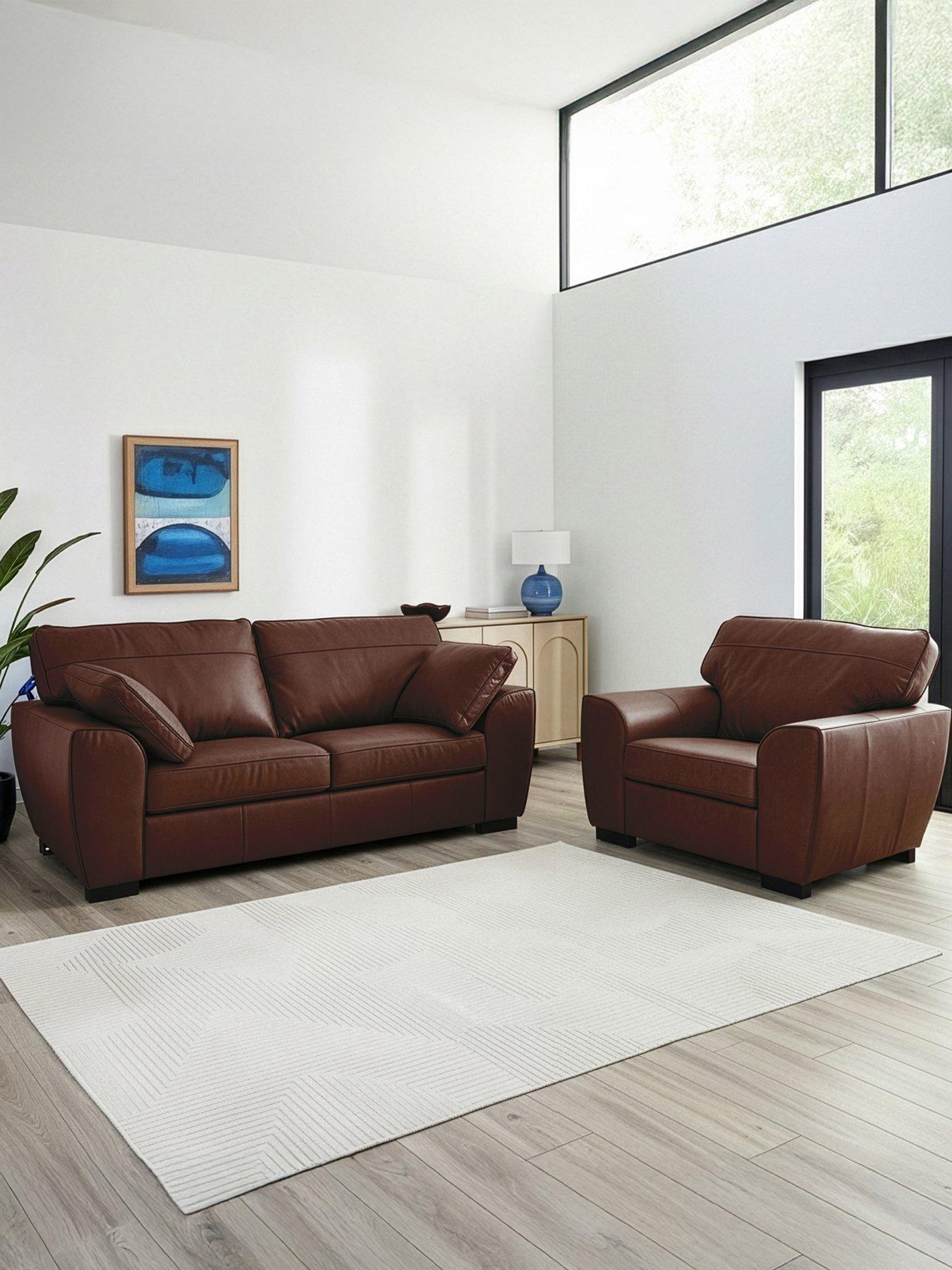 The Very Collection Sona 3 Seater Leather Sofa + Chair