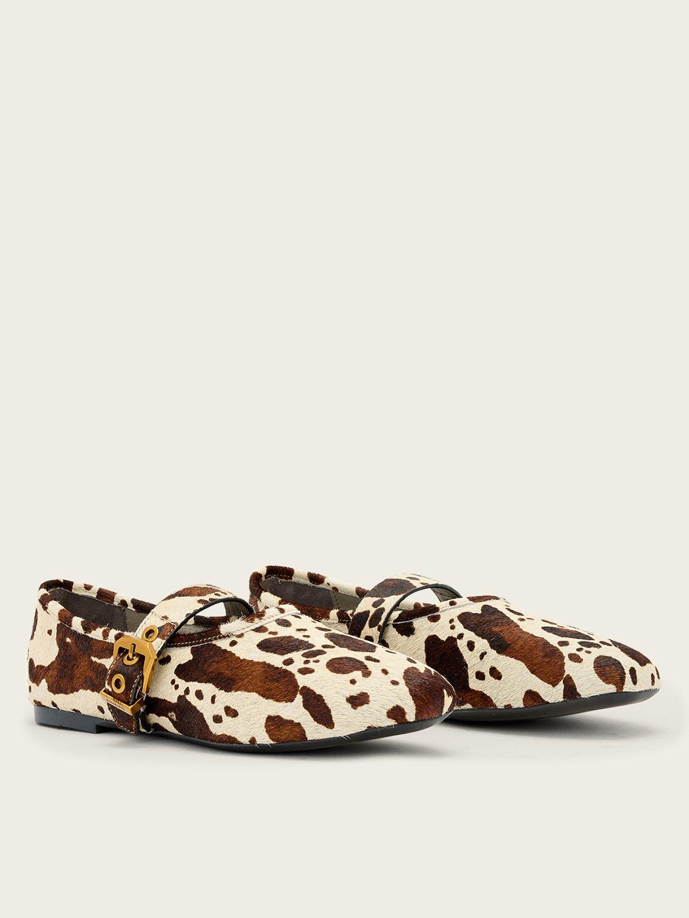 Image 3 of 4 of AllSaints Sabine Cowhide Leather Ballet Shoes - Brown