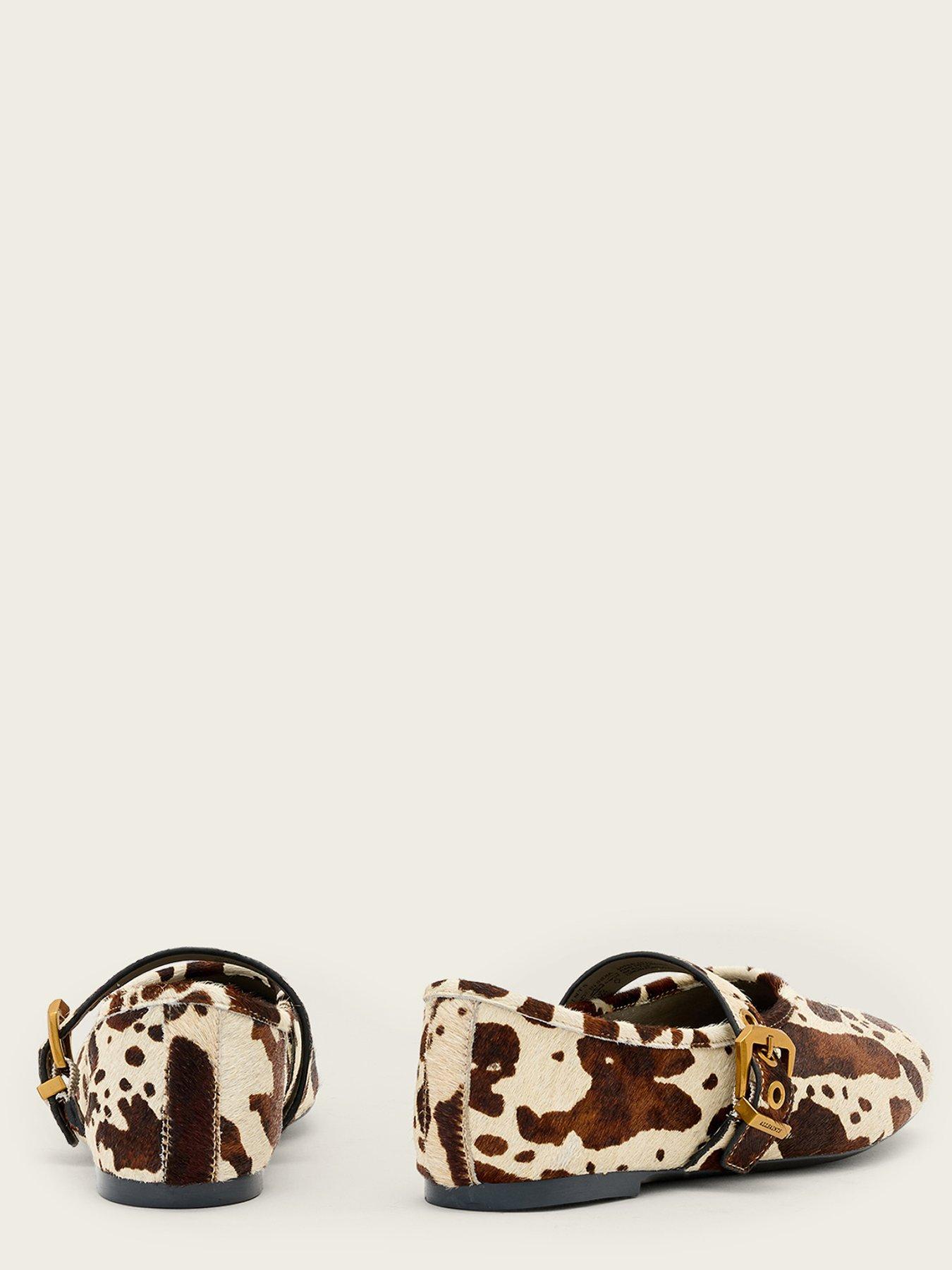 Image 4 of 4 of AllSaints Sabine Cowhide Leather Ballet Shoes - Brown