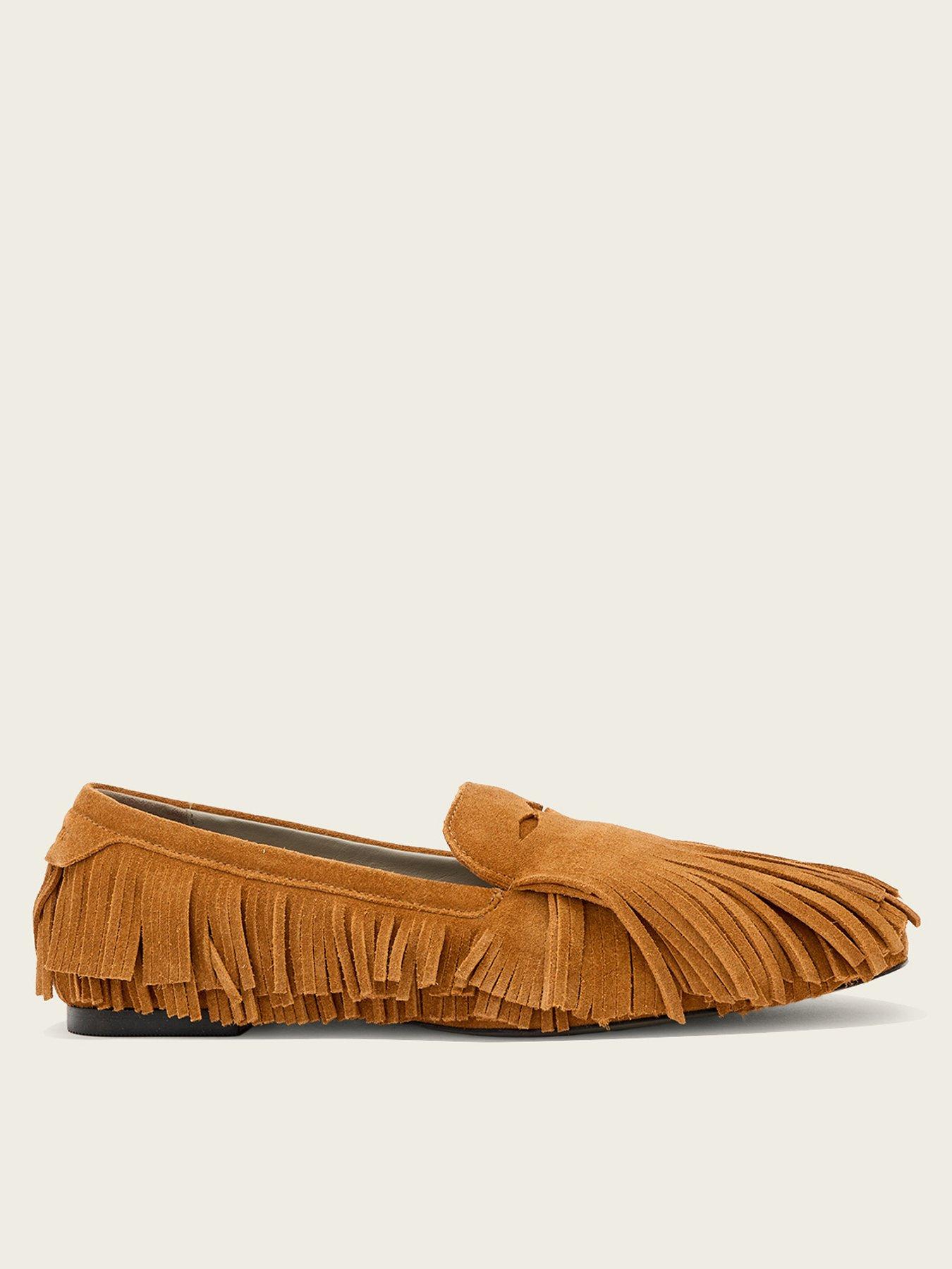 Image 1 of 5 of AllSaints Sandy Fringe Loafer - Brown