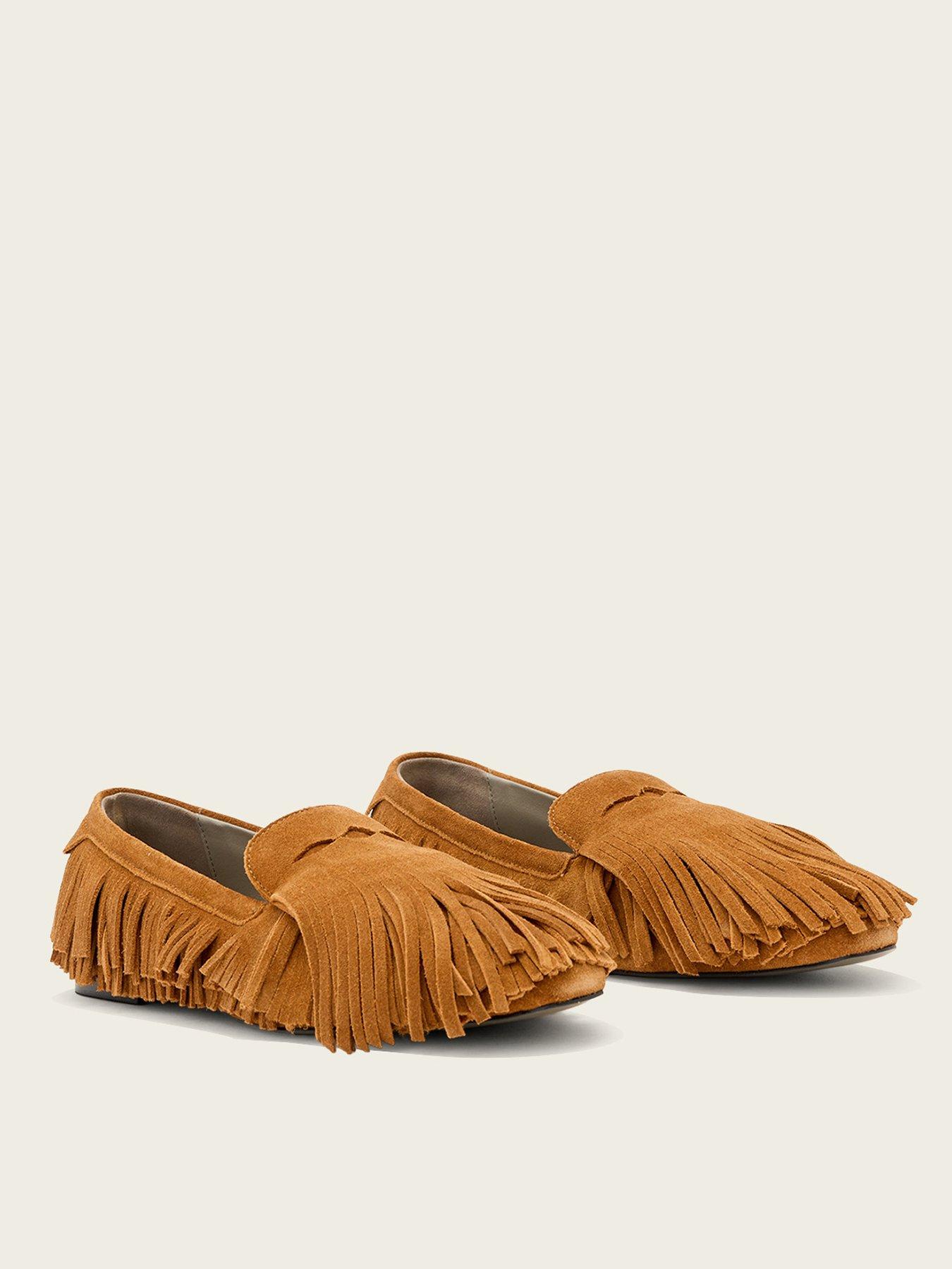 Image 3 of 5 of AllSaints Sandy Fringe Loafer - Brown