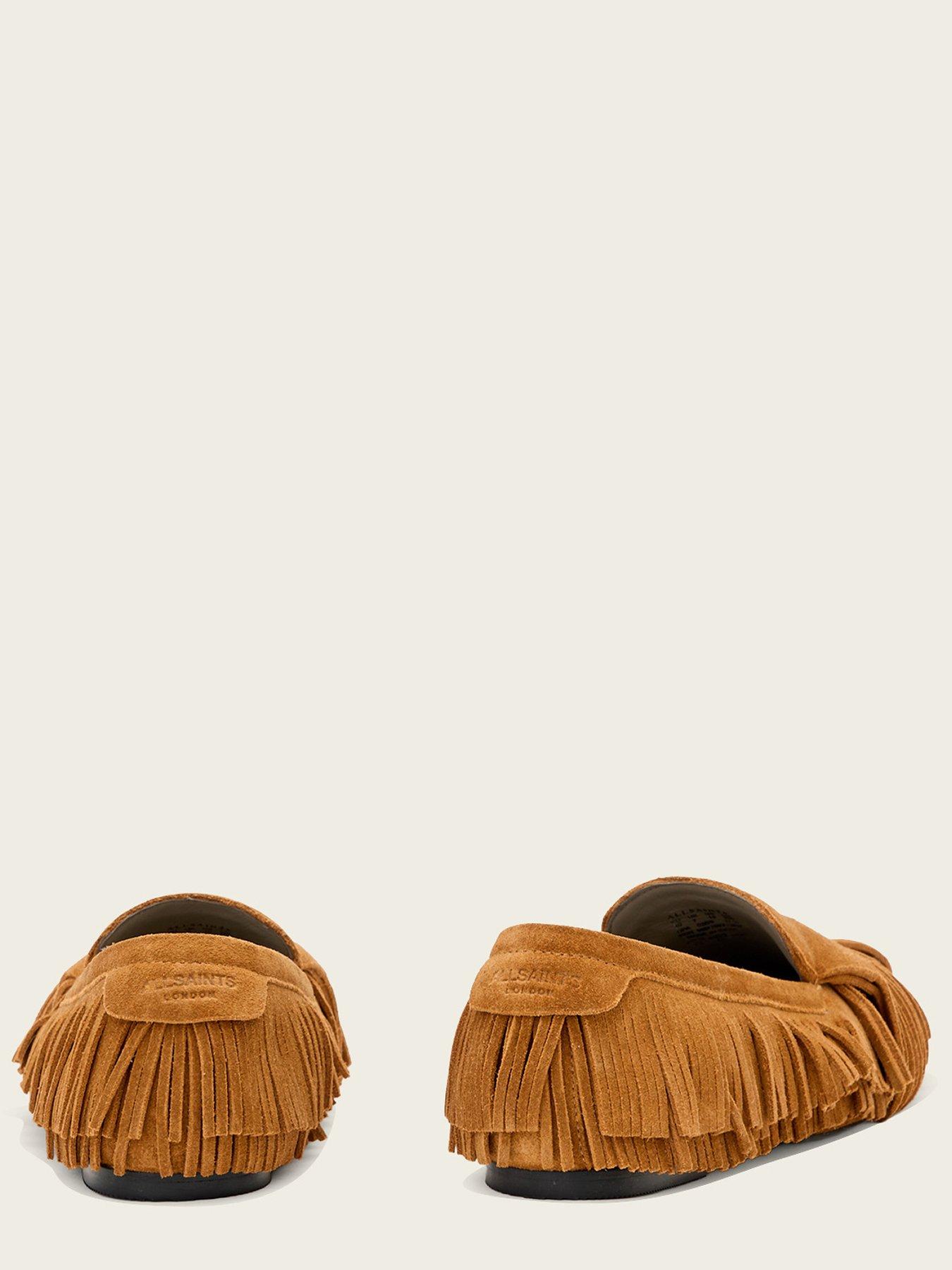 Image 5 of 5 of AllSaints Sandy Fringe Loafer - Brown