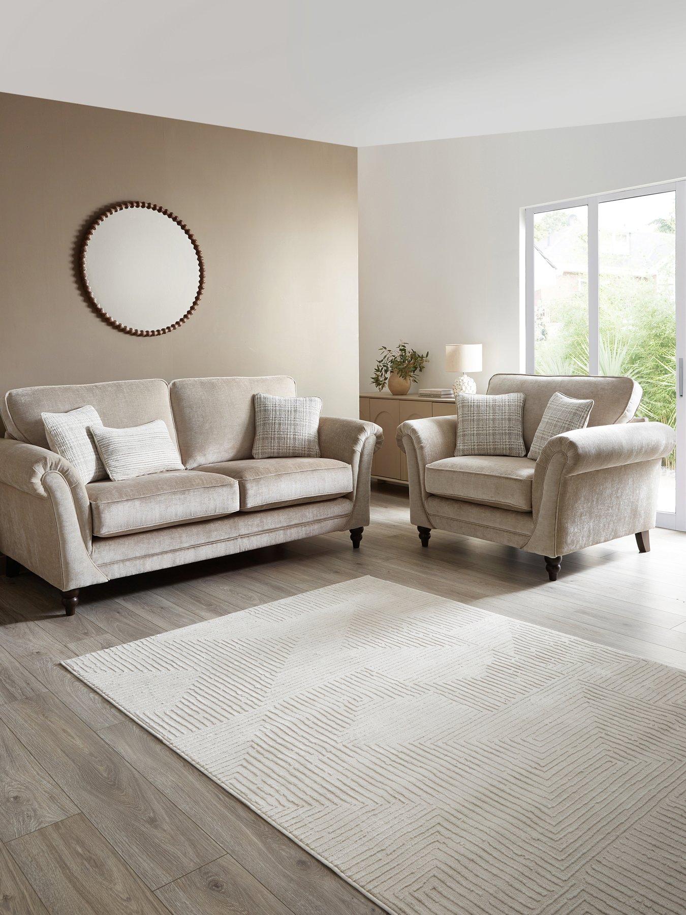 The Very Collection Highgate 3 Seater Fabric Sofa + Snuggle Chair Set