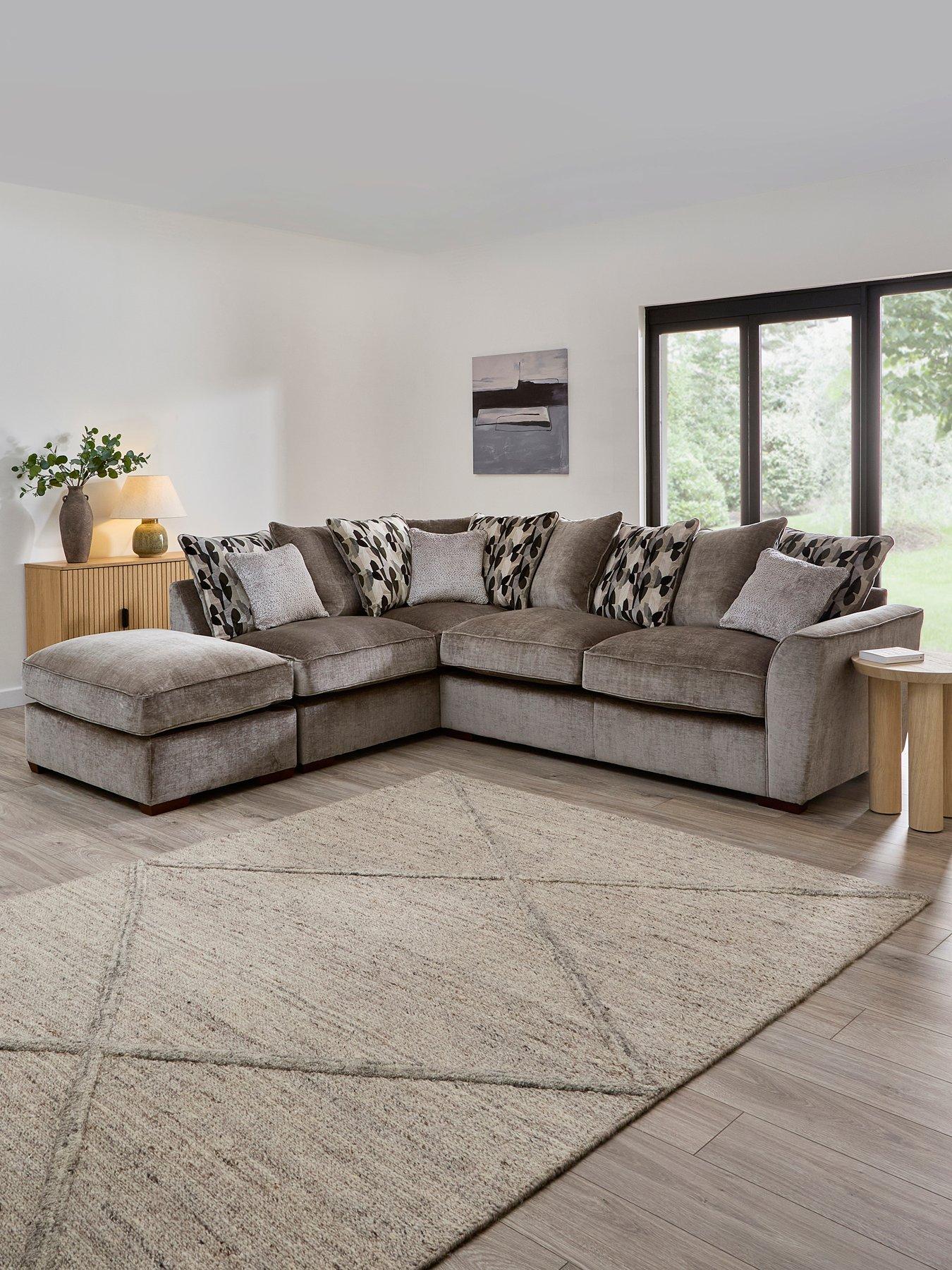 The Very Collection Clover Left Hand Scatterback Corner Chaise With Footstool - Made to Order in the UK