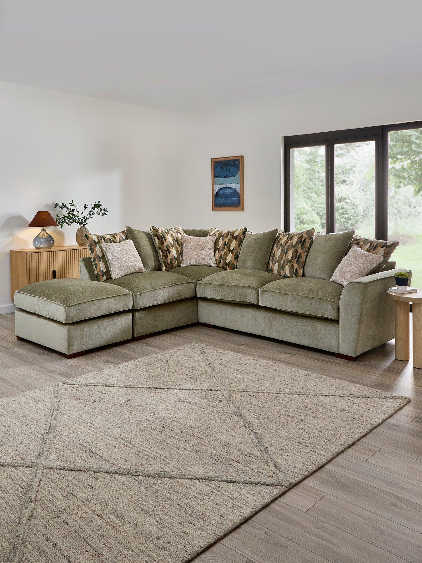 The Very Collection Clover Left Hand Scatterback Corner Chaise With Footstool - Made to Order in the UK