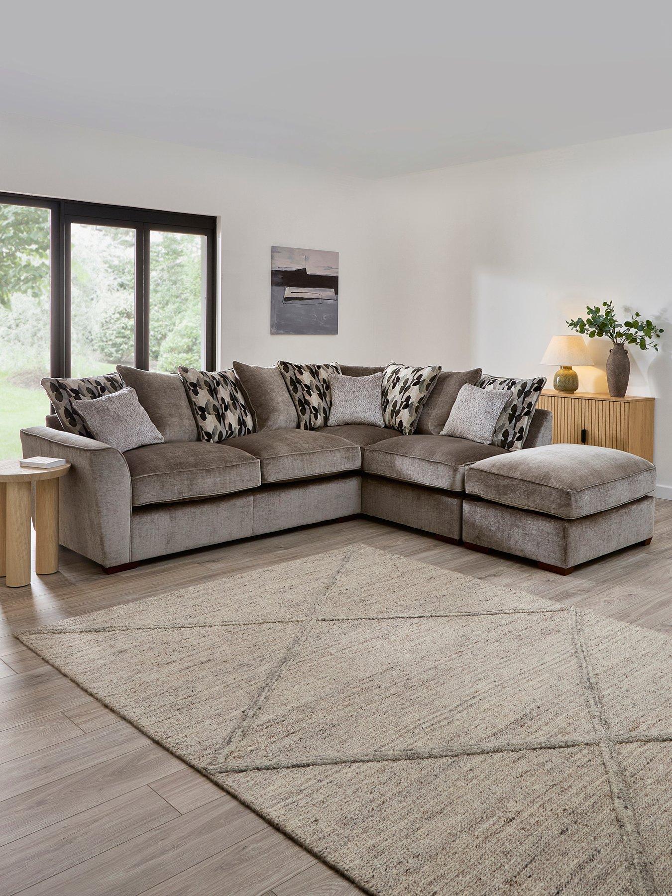 The Very Collection Clover Right Hand Scatterback Corner Chaise With Footstool - Made to Order in the UK