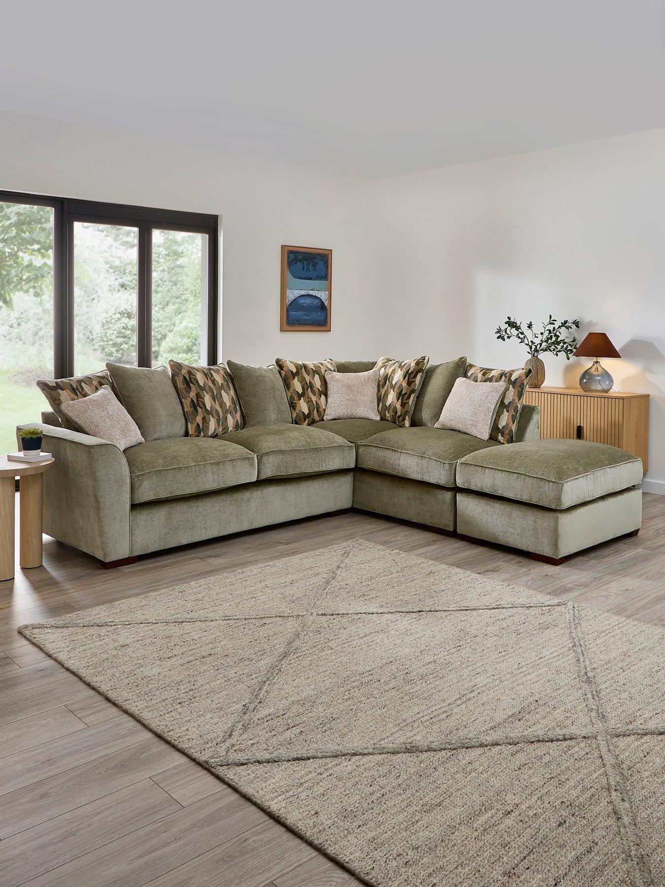 The Very Collection Clover Right Hand Scatterback Corner Chaise With Footstool - Made to Order in the UK