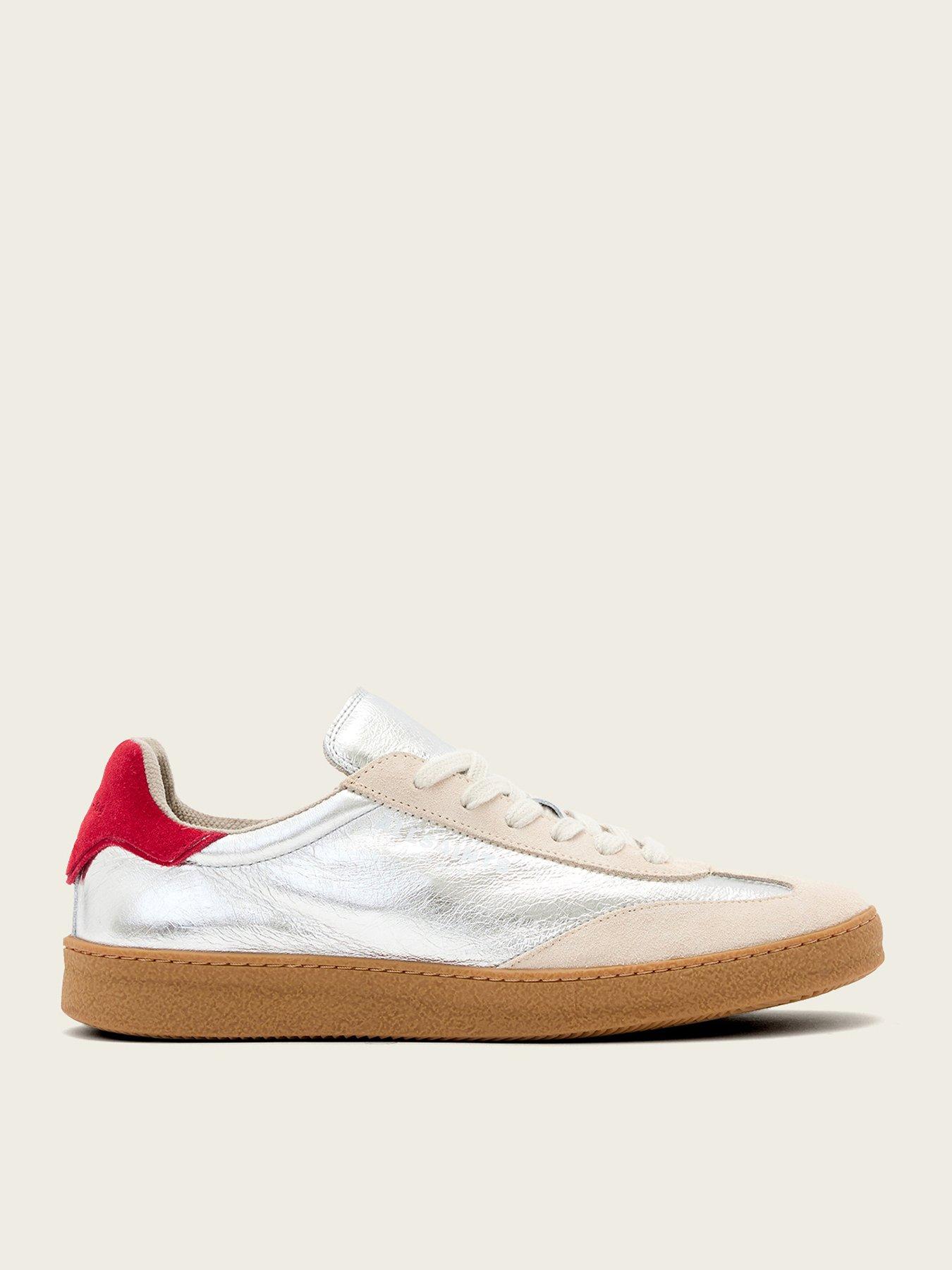 AllSaints Thelma Metallic Low Top Traiers - Silver