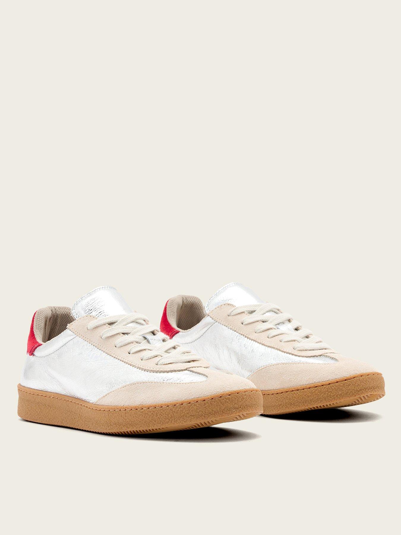 Image 3 of 6 of AllSaints Thelma Metallic Low Top Trainers - Silver