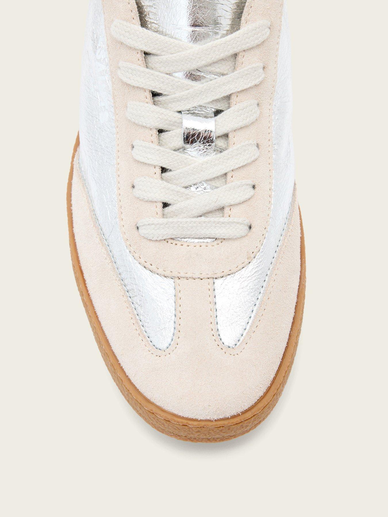 Image 6 of 6 of AllSaints Thelma Metallic Low Top Trainers - Silver
