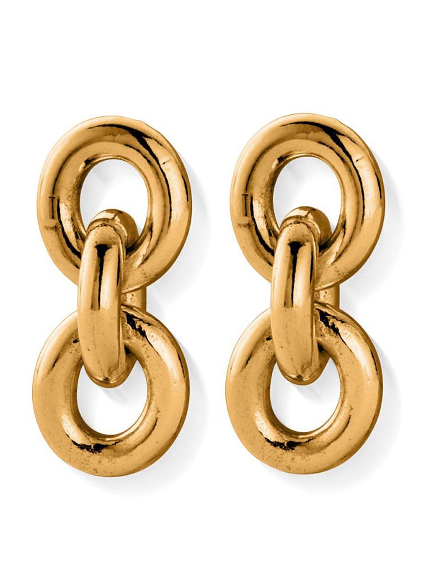 ChloBo Gold Anchor Chain 3 Link Earrings