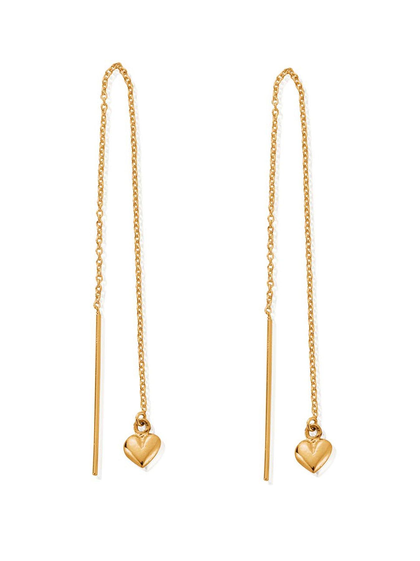 ChloBo Gold Mini Puffed Heart Pull Through Earrings