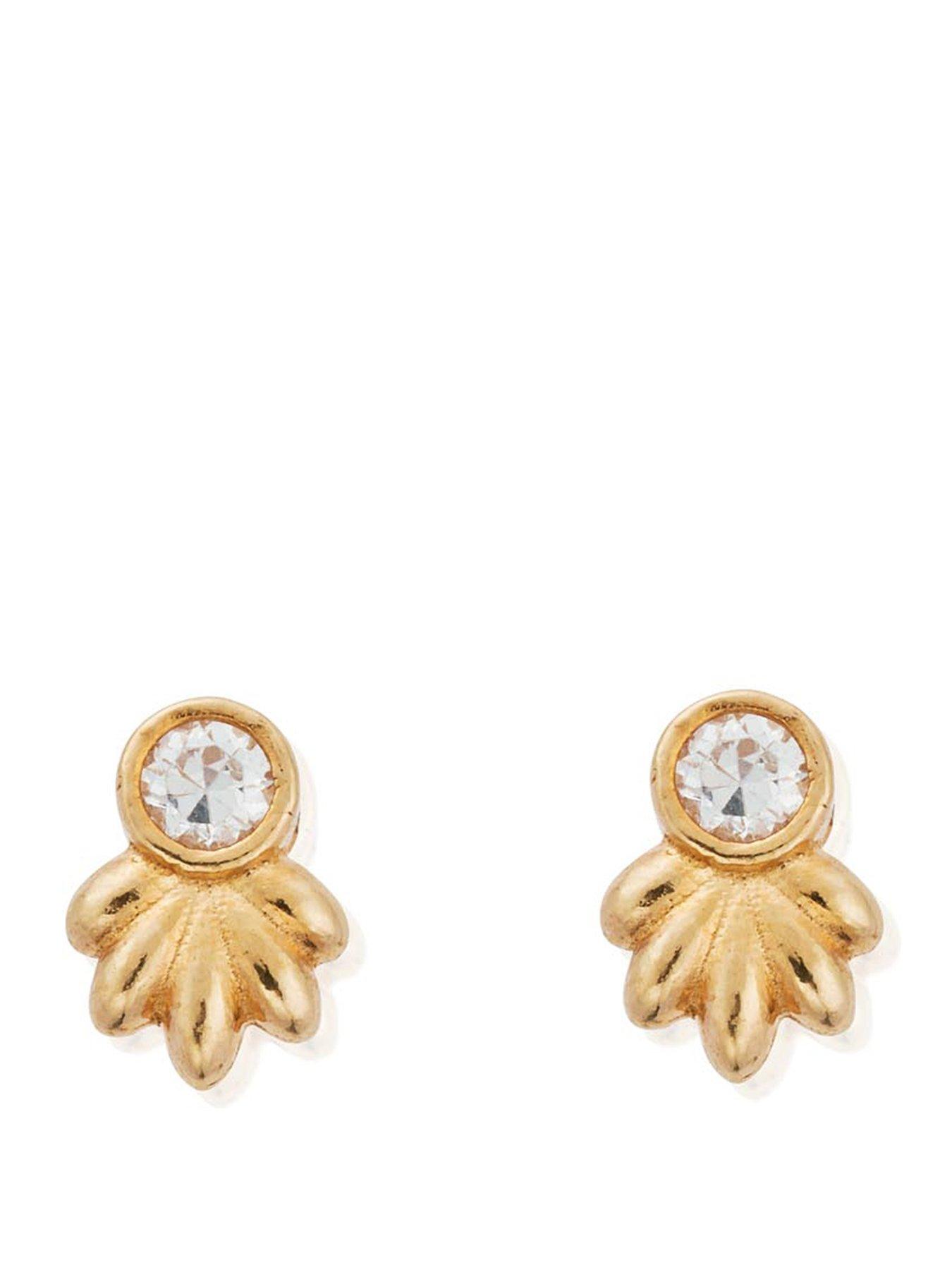 ChloBo Gold Glistening Flower Bud Stud Earrings