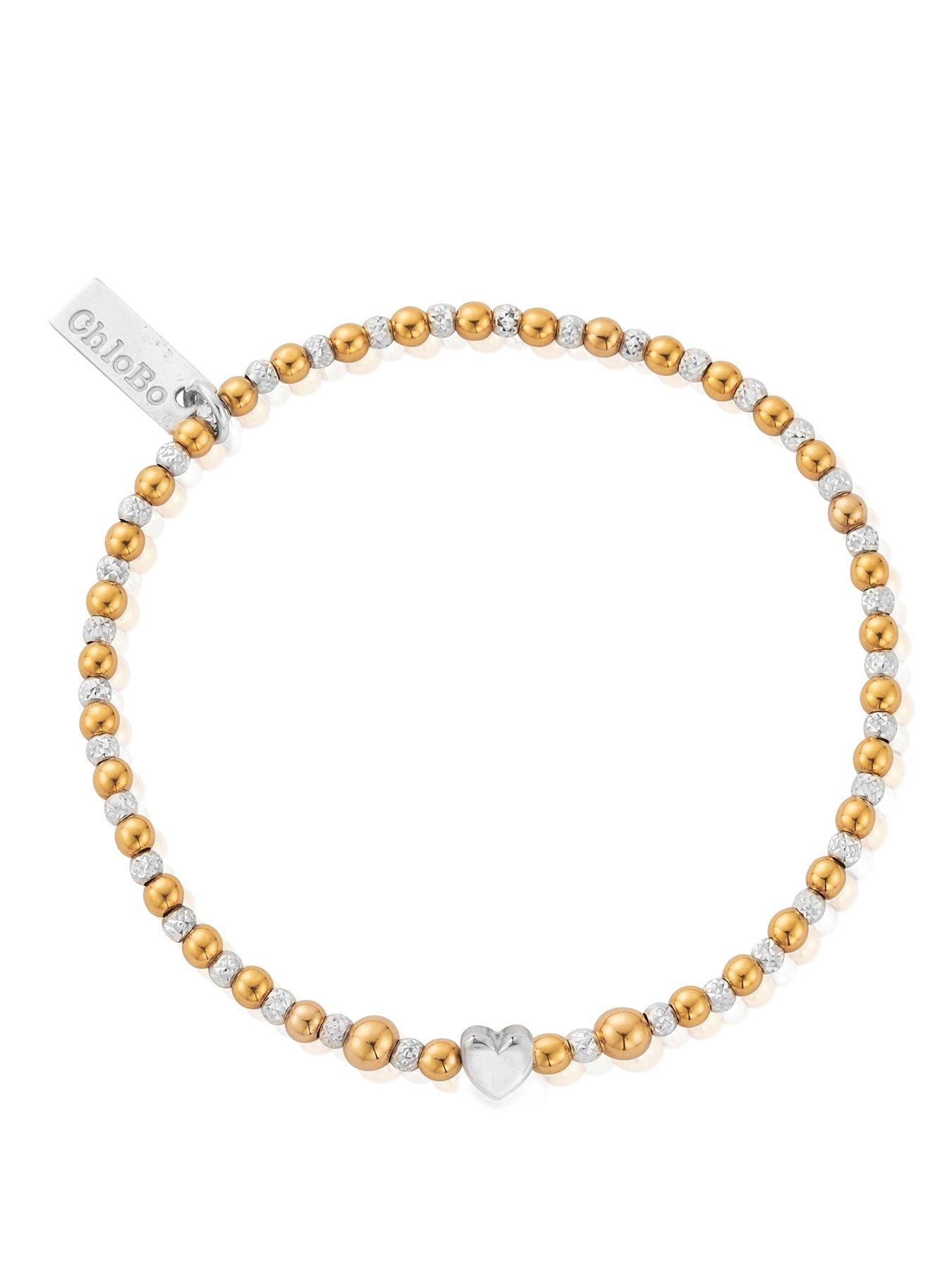 ChloBo GOLD AND SILVER INSET HEART BRACELET