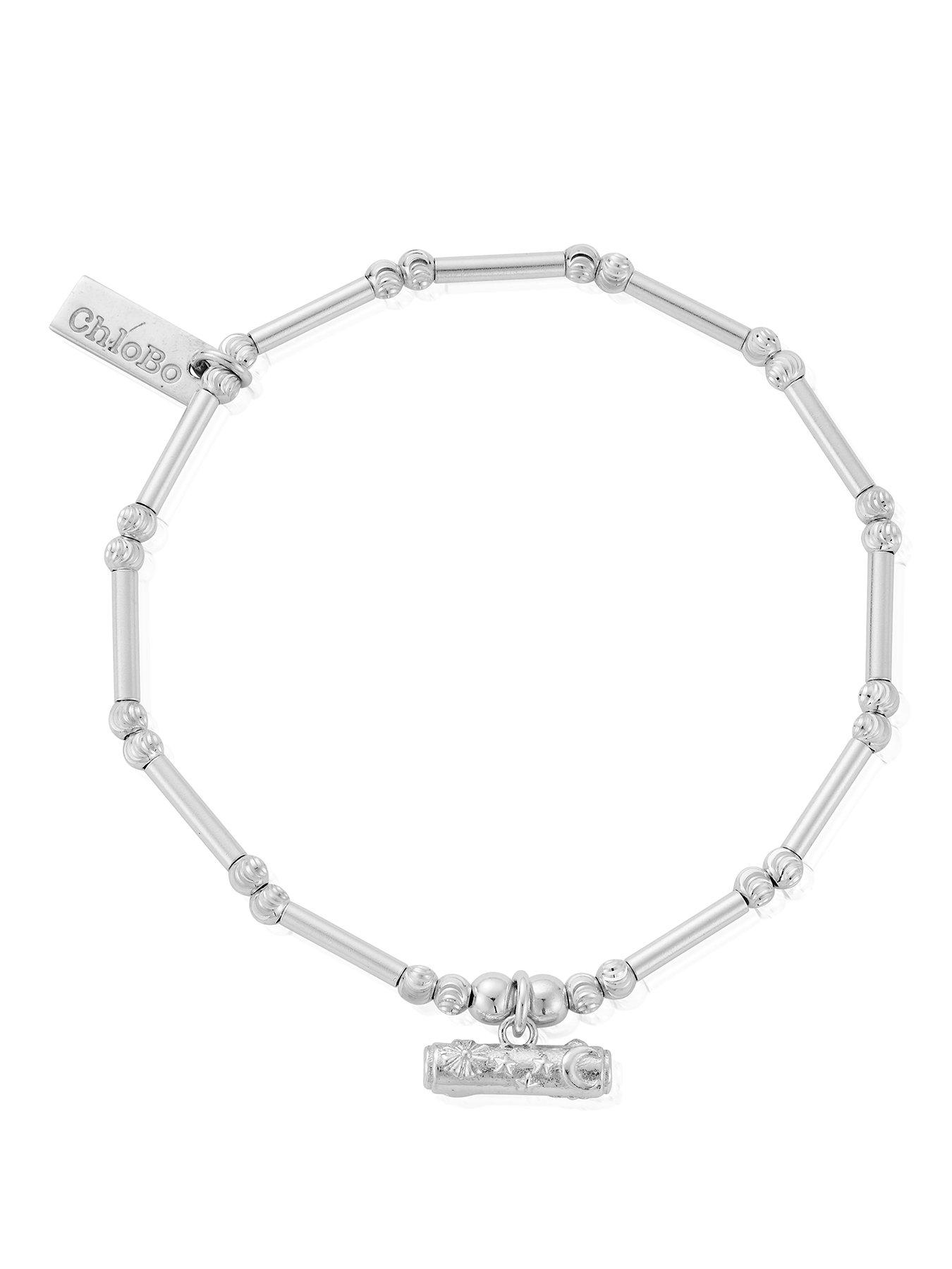 ChloBo Dainty Moon Cut Sparkle T-Bar Bracelet