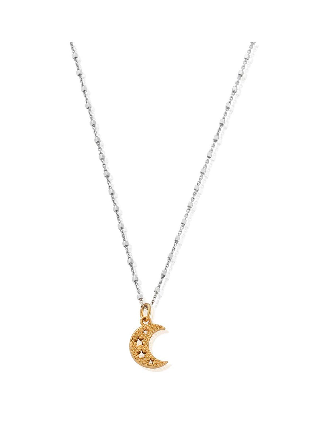 ChloBo Gold And Silver Delicate Cube Chain Starry Moon Necklace